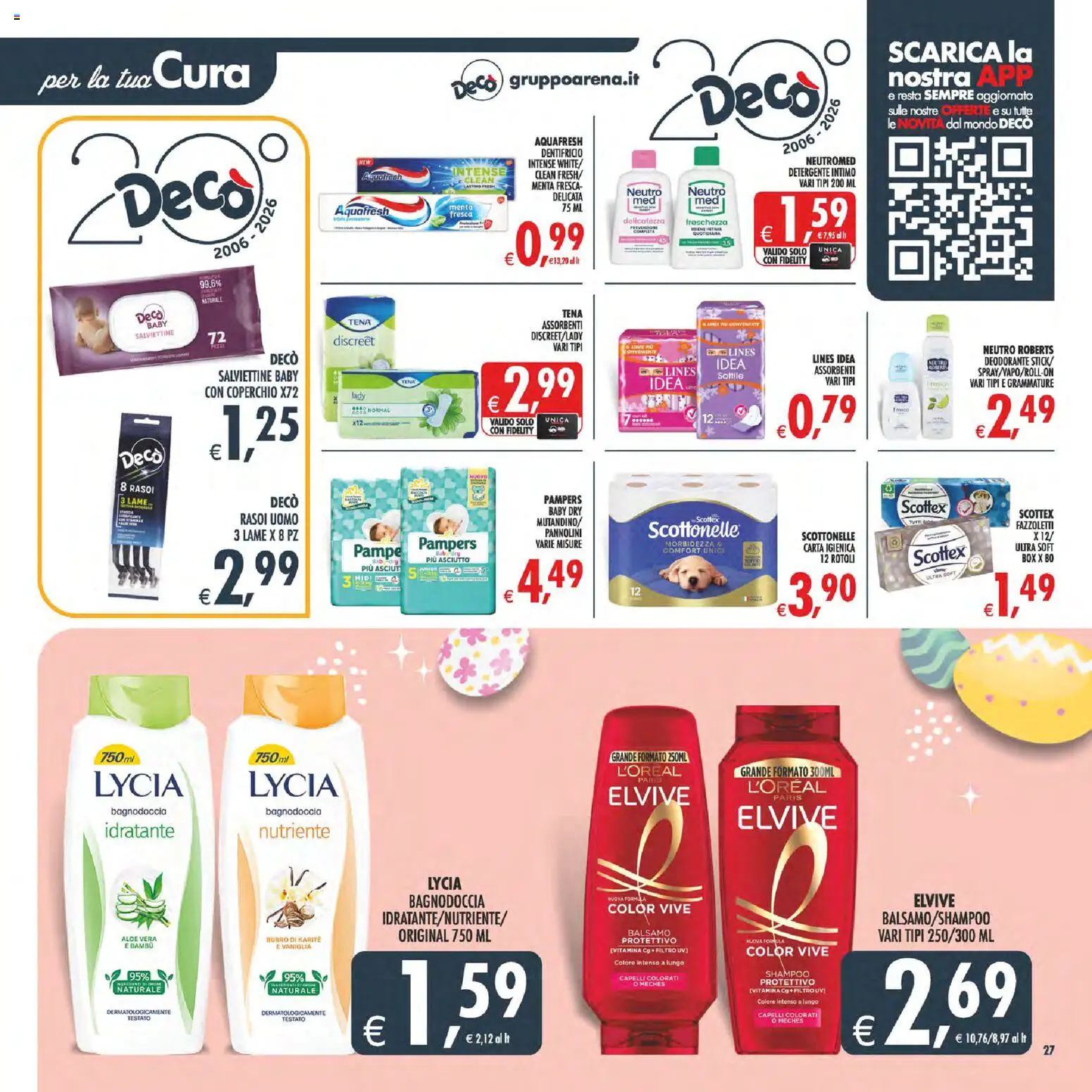 Volantino Decò del 27.03.2026 | Pagina: 32 | Prodotti: Shampoo, Pannolini, Pampers, Menta