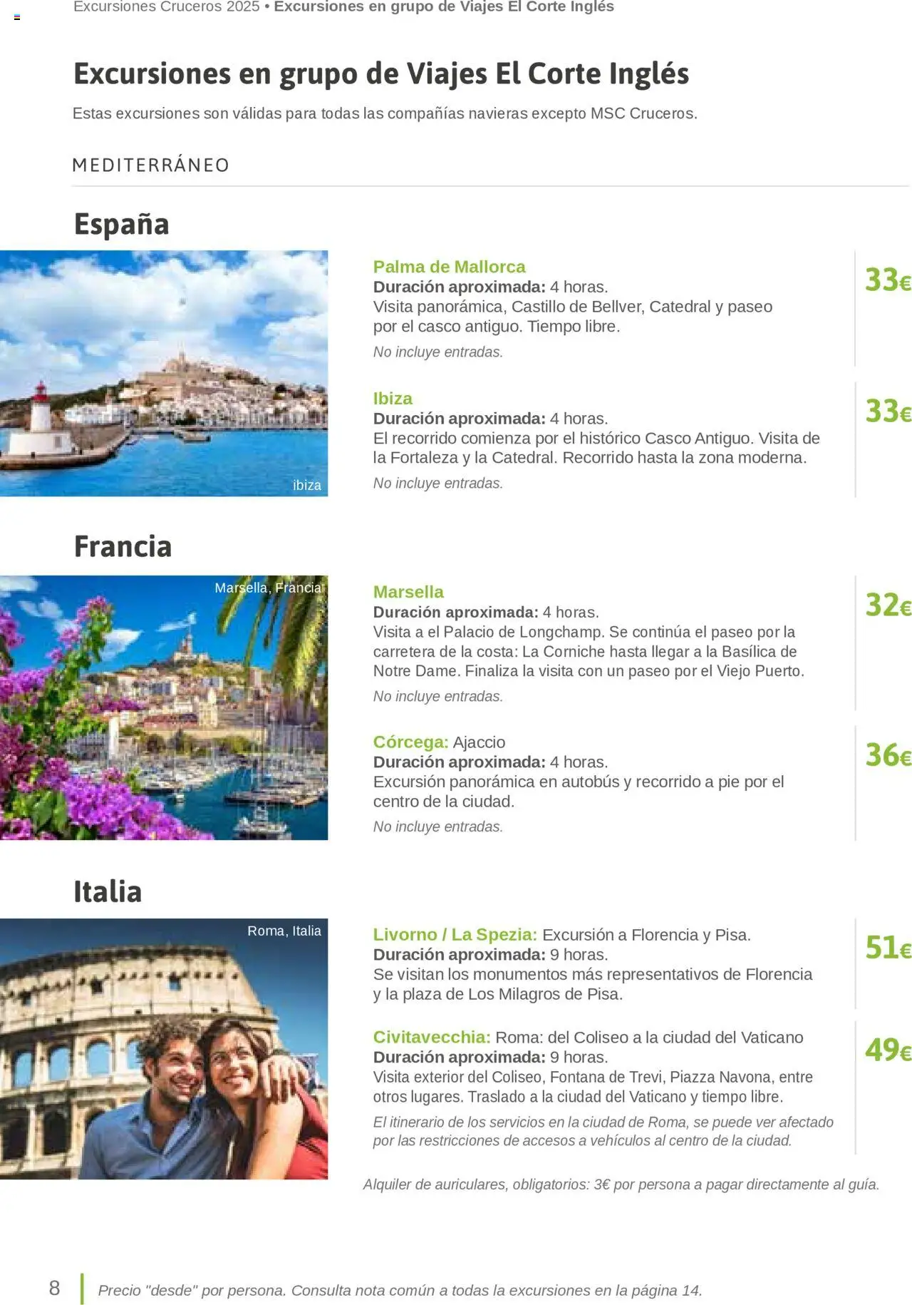Viajes El Corte Inglés Excursiones Cruceros │ válido desde el 27.03.2025 | Página: 8