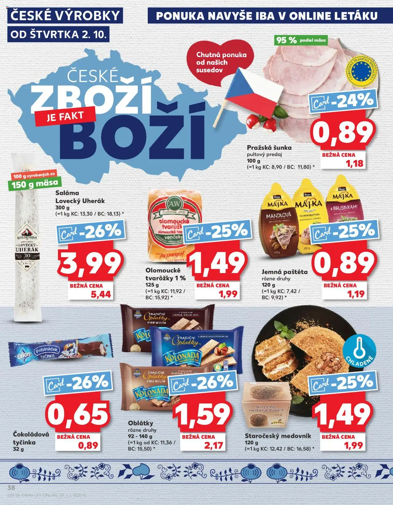 Nové Kaufland akcie – leták je platný od 02.10.2025 | Strana: 38 | Produkty: Saláma, Šunka