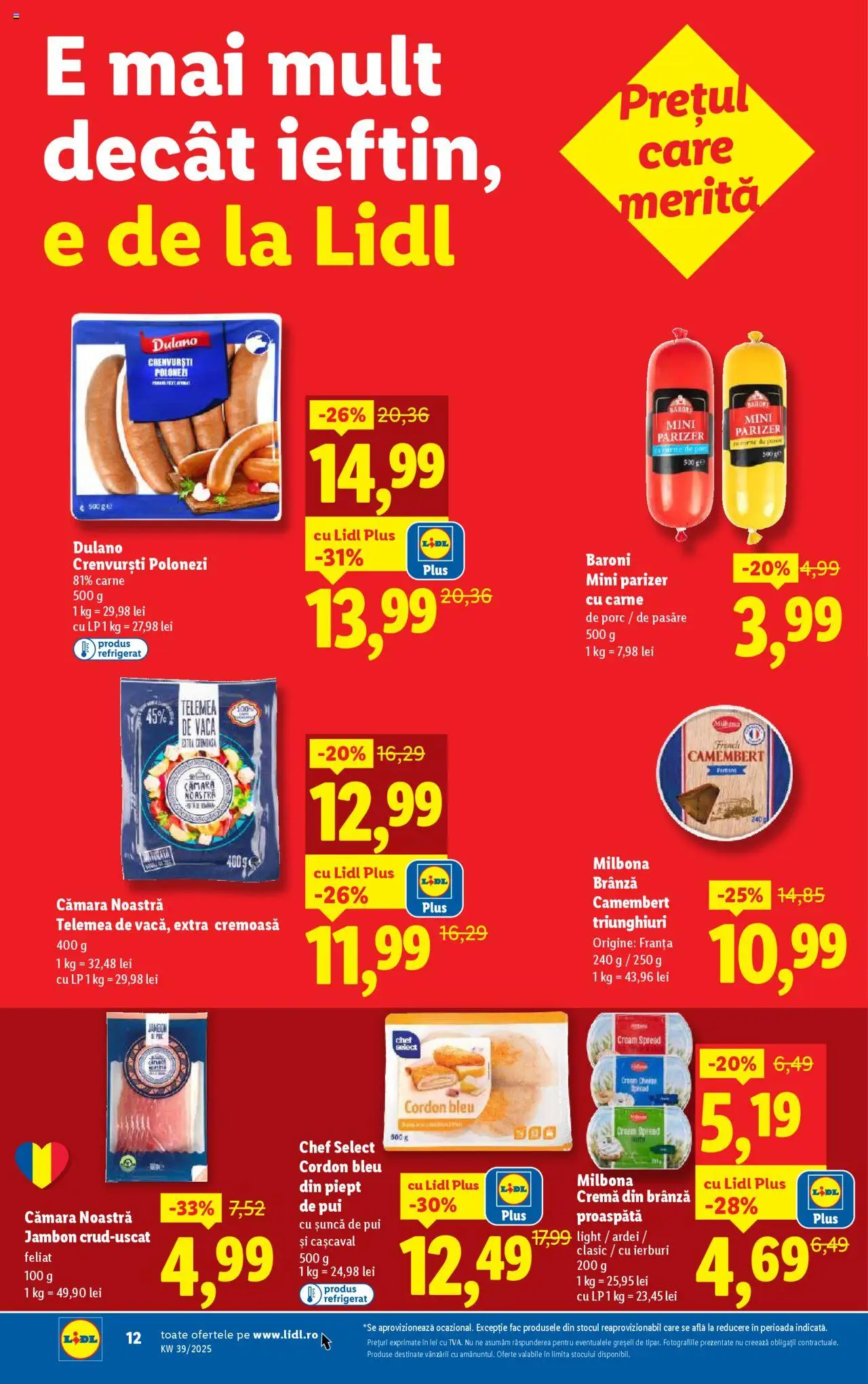 Noul catalog Lidl – valabil de la 22.09.2025 | Pagină: 12 | Produse: Cașcaval, Brânză, Cremă, Carne De Porc