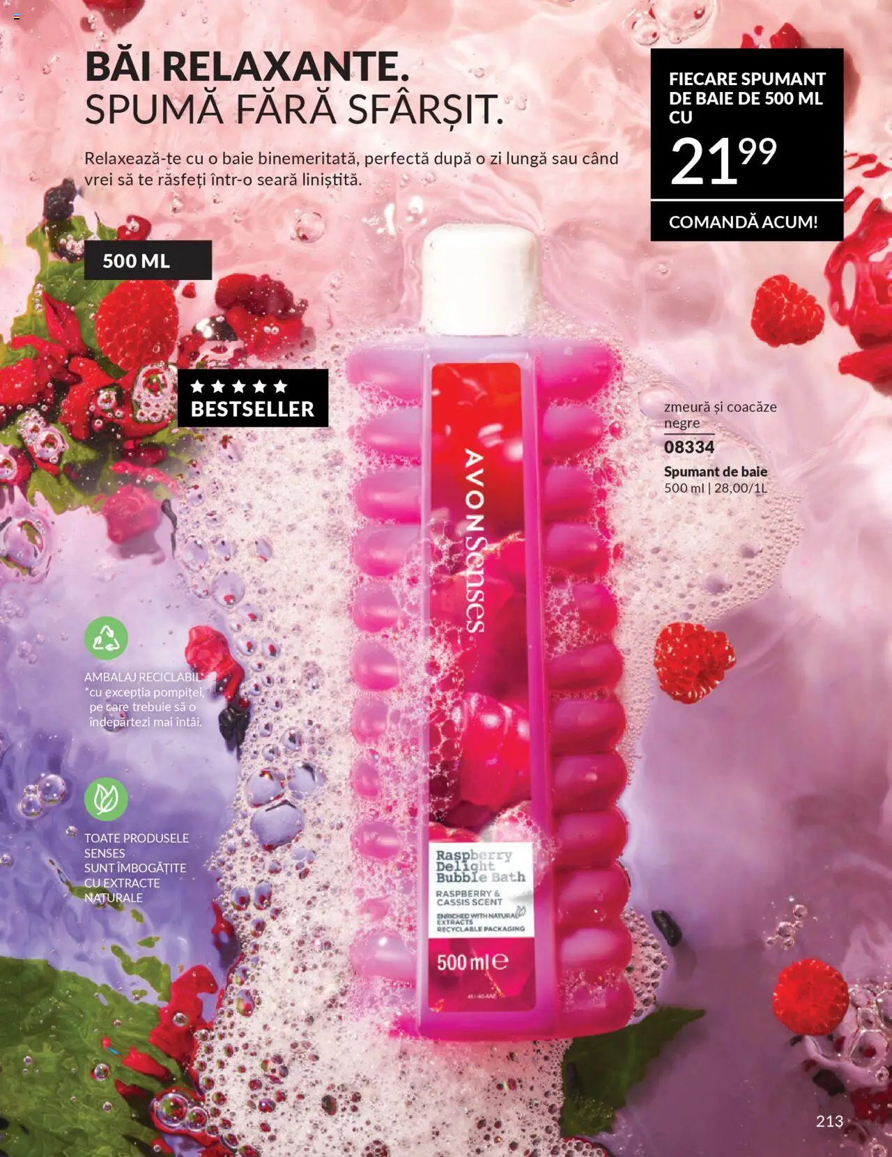 Noul catalog Avon – valabil de la 01.10.2025 | Pagină: 215 | Produse: Zmeură, Spumant de baie