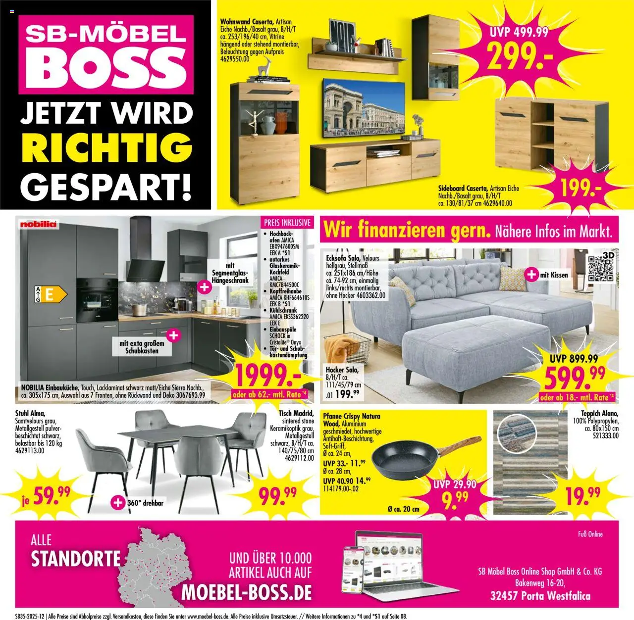 SB Möbel Boss Prospekt 	 - gültig ab dem 23.08.2025 | Seite: 12 | Produkte: Hocker, Ecksofa, Teppich, Kühlschrank