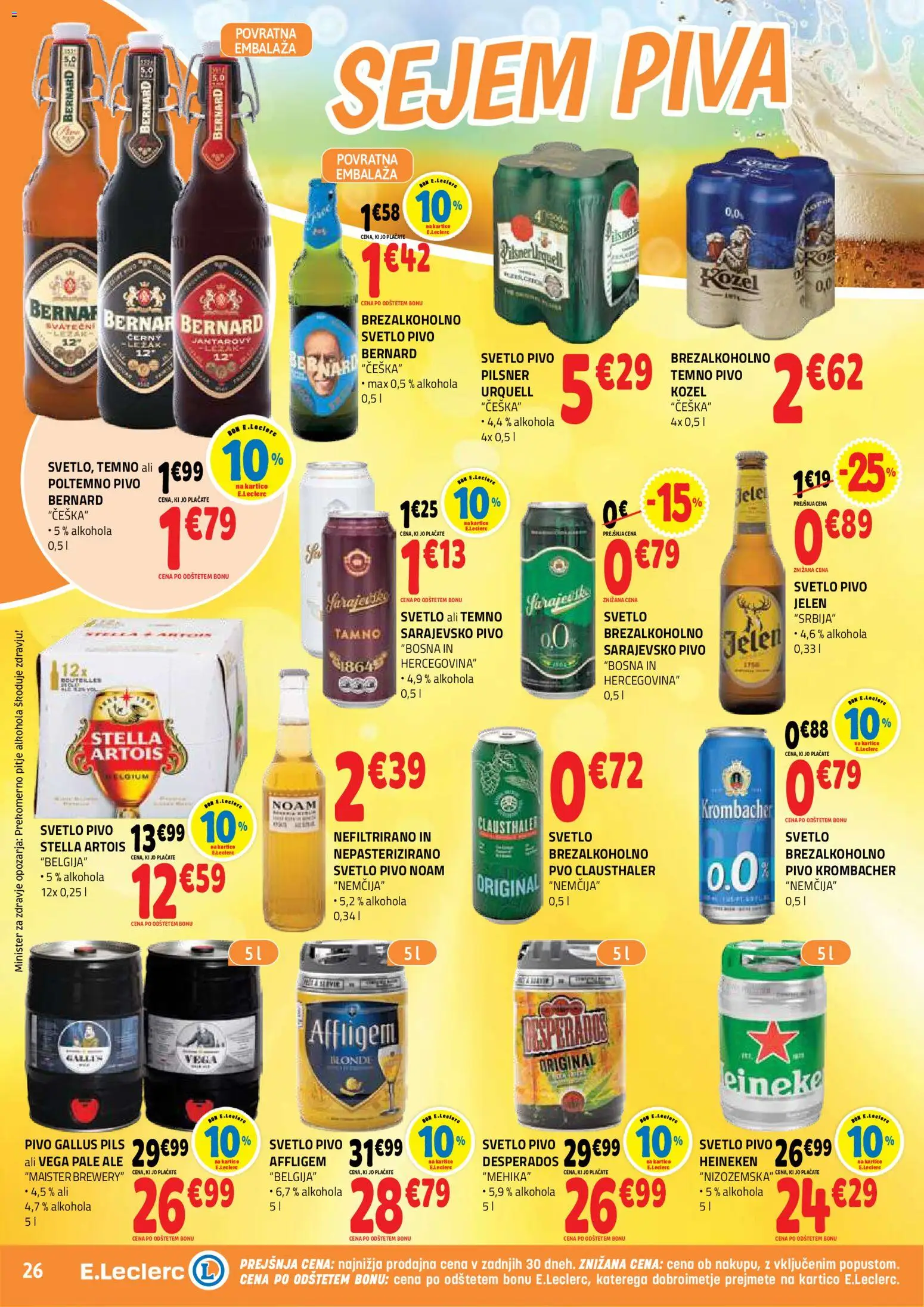 Novi E.leclerc katalog ponudbe – veljaven od 29.04.2026 | Stran: 26 | Izdelki: Falafel, Pivo