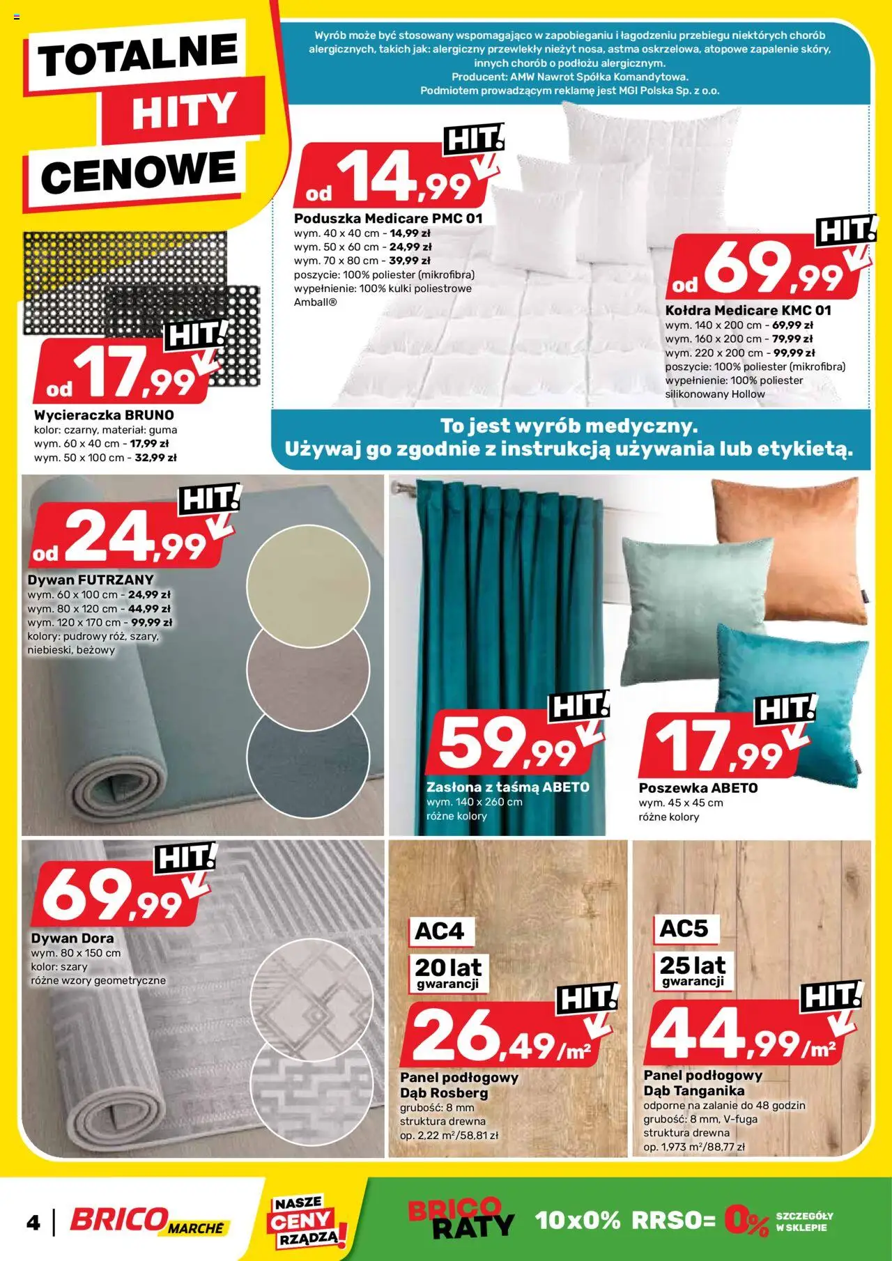 Brico Marché Gazetka od 22.10.2025 | Strona: 4 | Produkty: Poduszka, Dywan, Wycieraczka, Kołdra