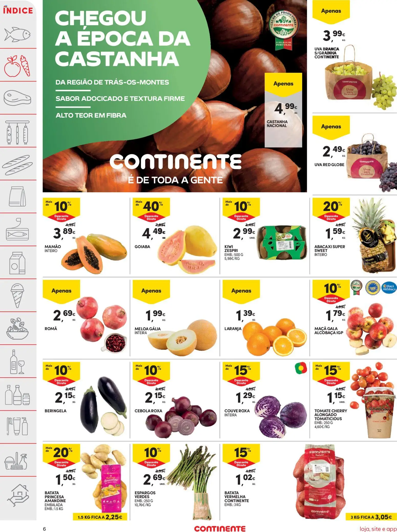Continente folheto │ válido de 11.11.2025 | Página: 6 | Produtos: Espargos, Tomate, Abacaxi, Couve