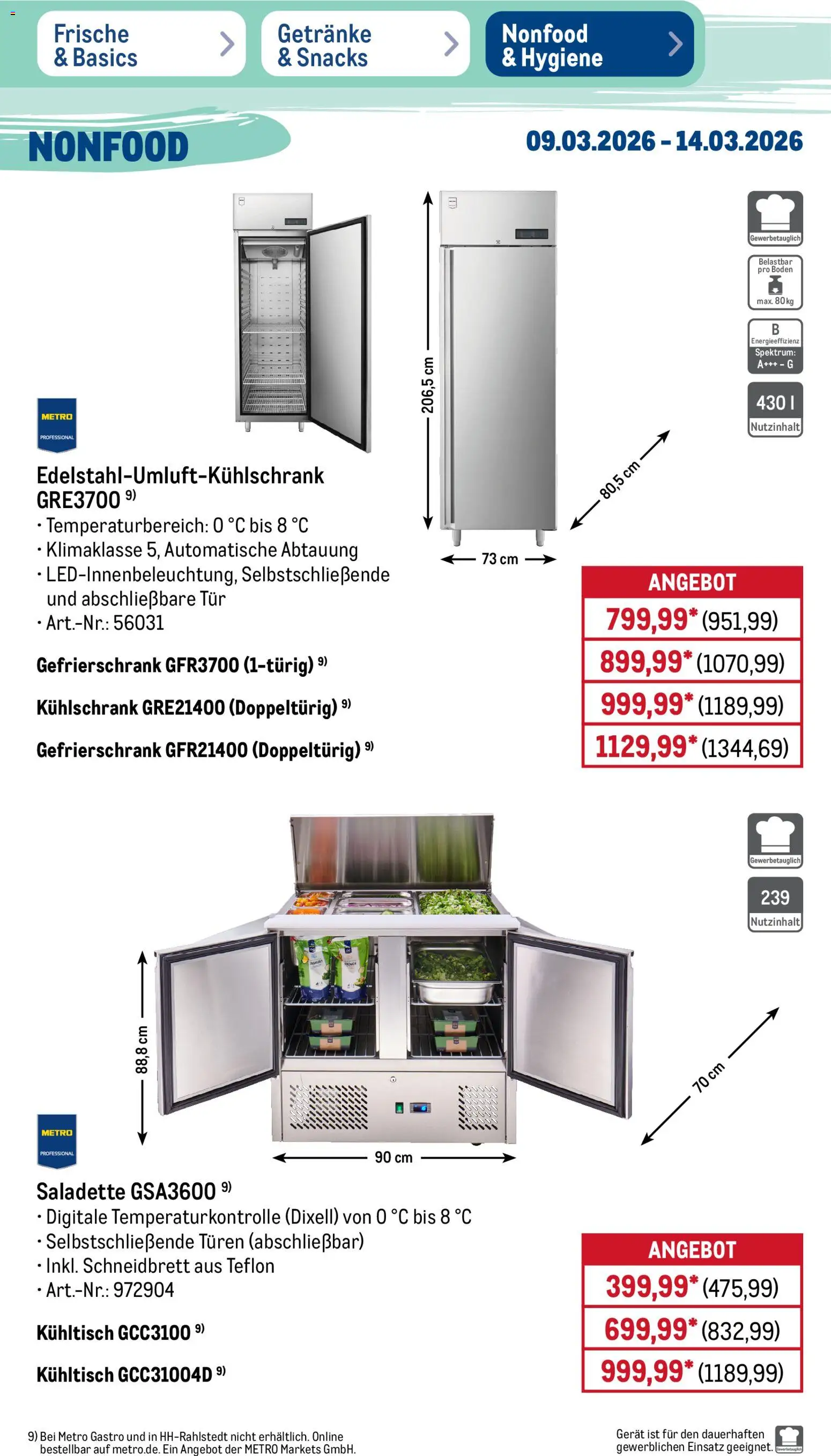 Metro Prospekt 	 – gültig ab 09.03.2026 | Seite: 47 | Produkte: Gefrierschrank, Tür, Kühlschrank