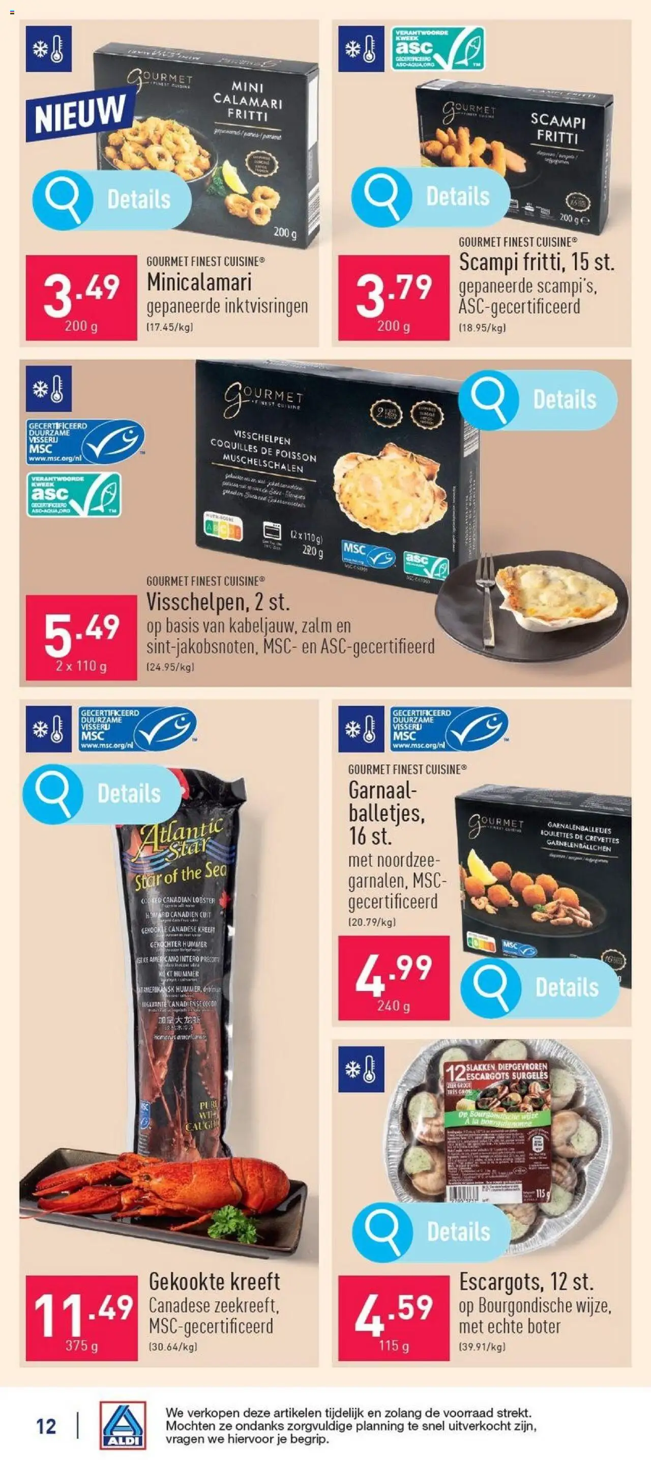  | Pagina: 12 | Producten: Zalm, Scampi, La, Boter