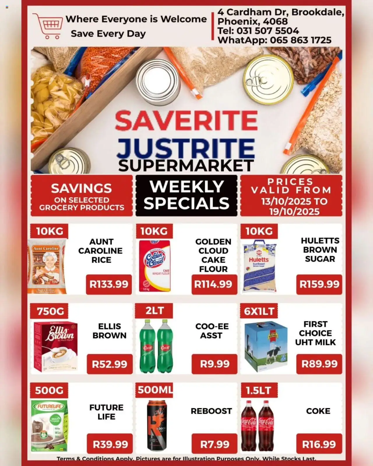 New Saverite catalogue – valid from 13.10.2025 | Page: 1 | Products: Cake, Coke, Milk, Rice