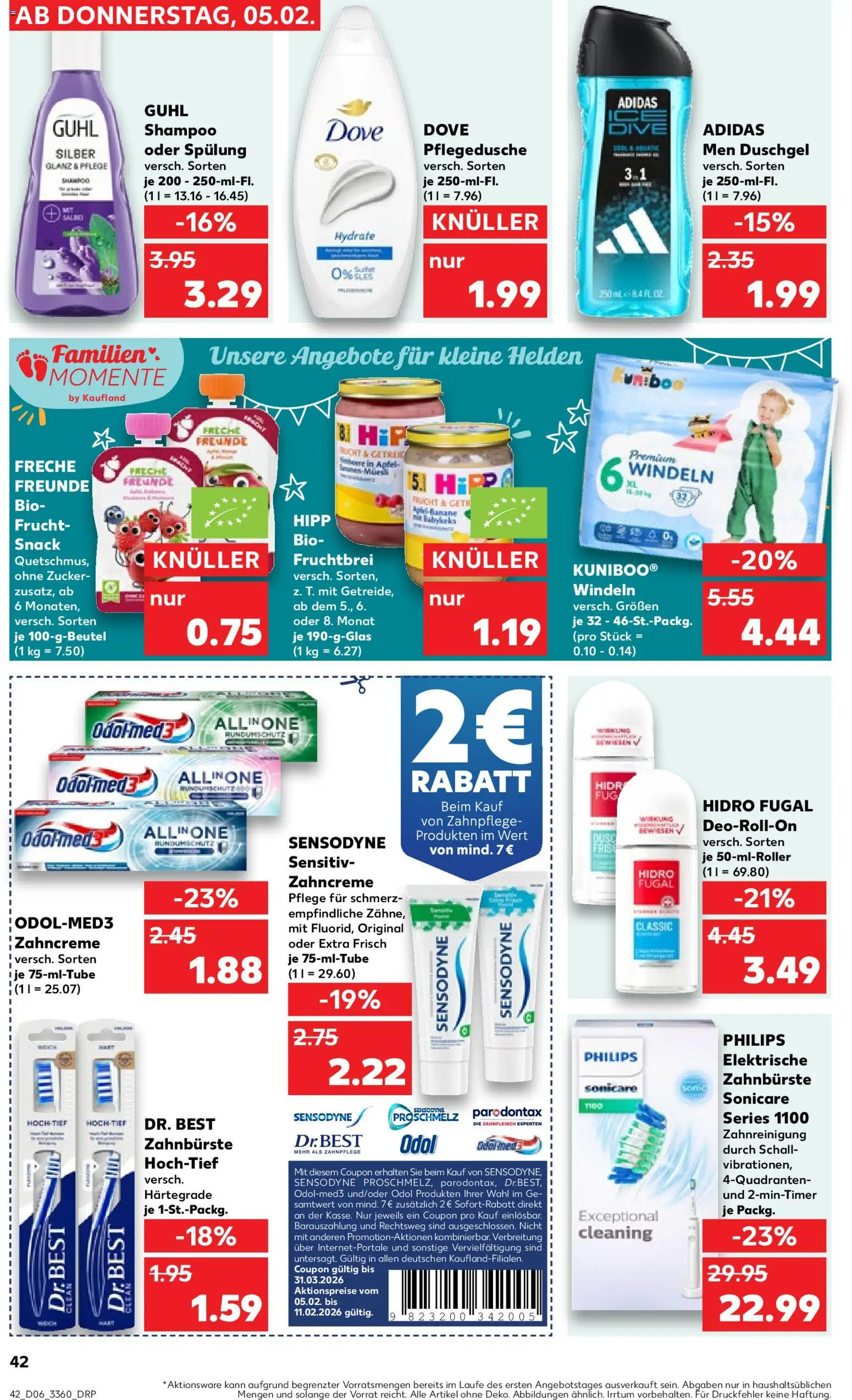 Kaufland Prospekt 	 – gültig ab 05.02.2026 | Seite: 42 | Produkte: Elektrische zahnbürste, Shampoo, Duschgel, Zahnbürste