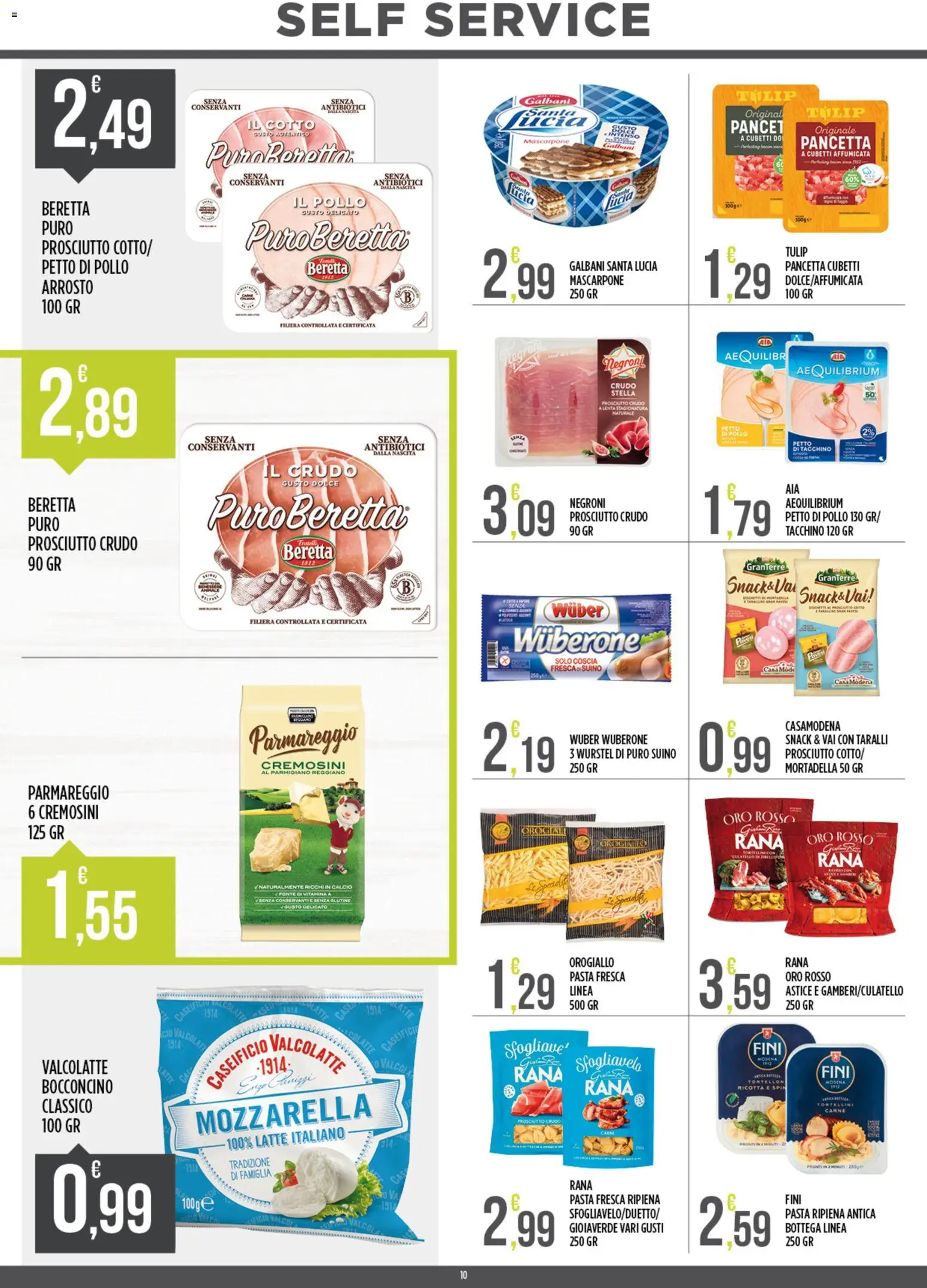 Volantino Euroesse del 09.03.2026 | Pagina: 10 | Prodotti: Prosciutto Cotto, Pollo, Mortadella, Ricotta