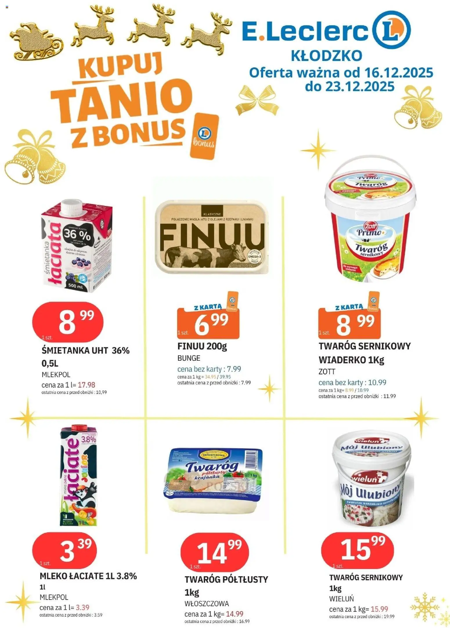 E.Leclerc Gazetka - Kłodzko od 16.12.2025 | Strona: 2 | Produkty: Karta, Twaróg półtłusty, Mleko, Twarożek
