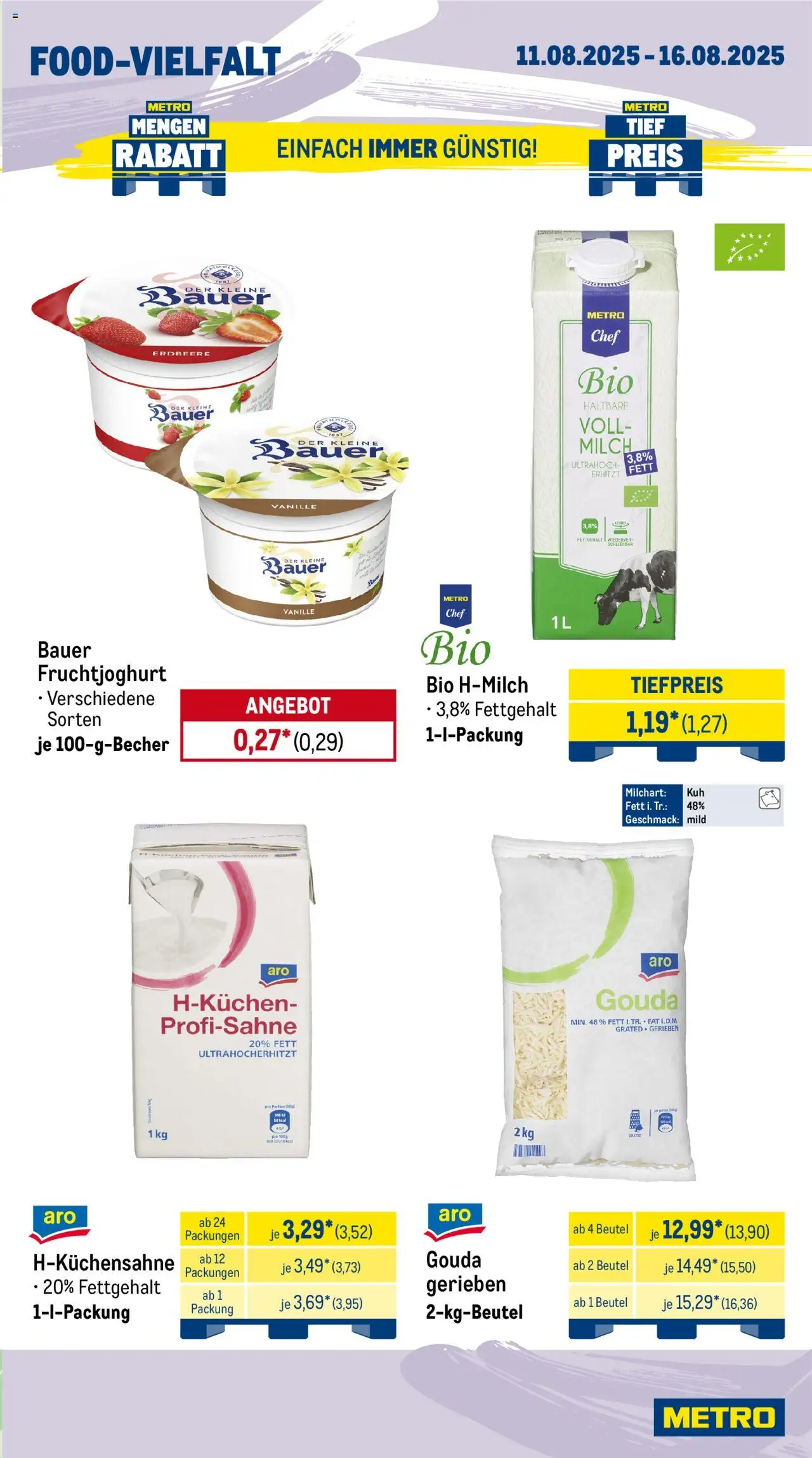 Metro Wochen-Angebote Gastro - gültig ab dem 11.08.2025 | Seite: 9 | Produkte: Milch, Gouda, Fruchtjoghurt