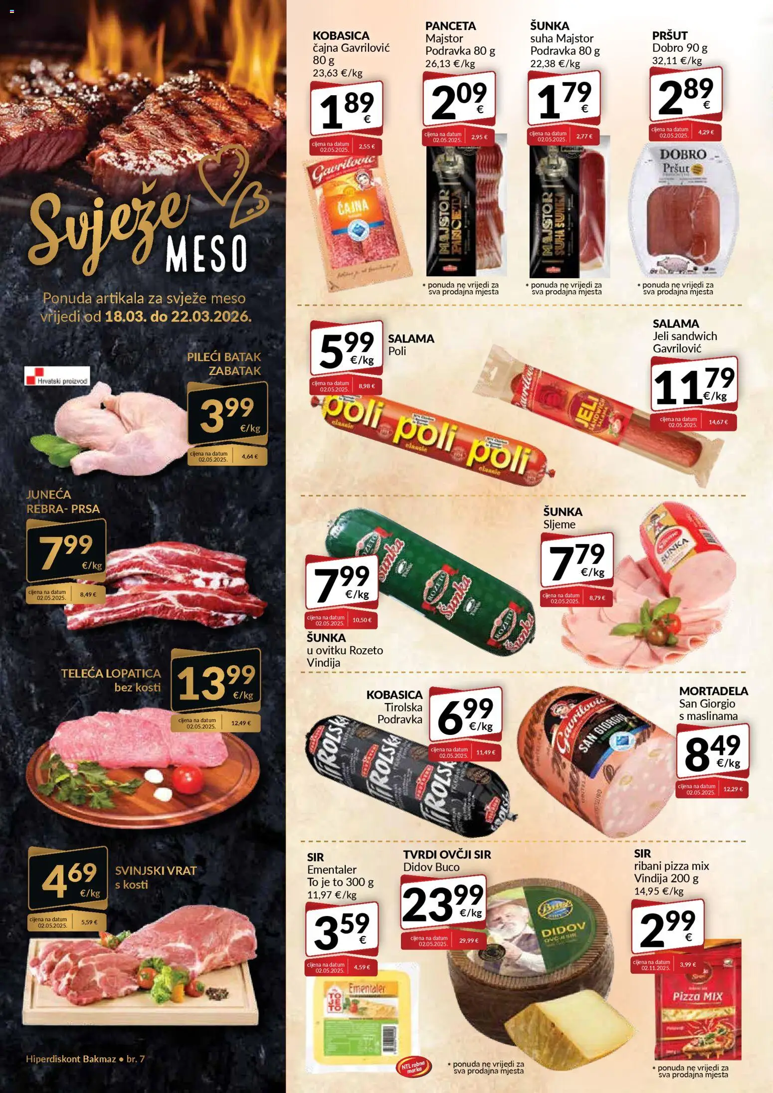 Bakmaz katalog | vrijedi od 18.03.2026 | Stranica: 2 | Proizvodi: Sir, Salama, Pizza, Lopatica