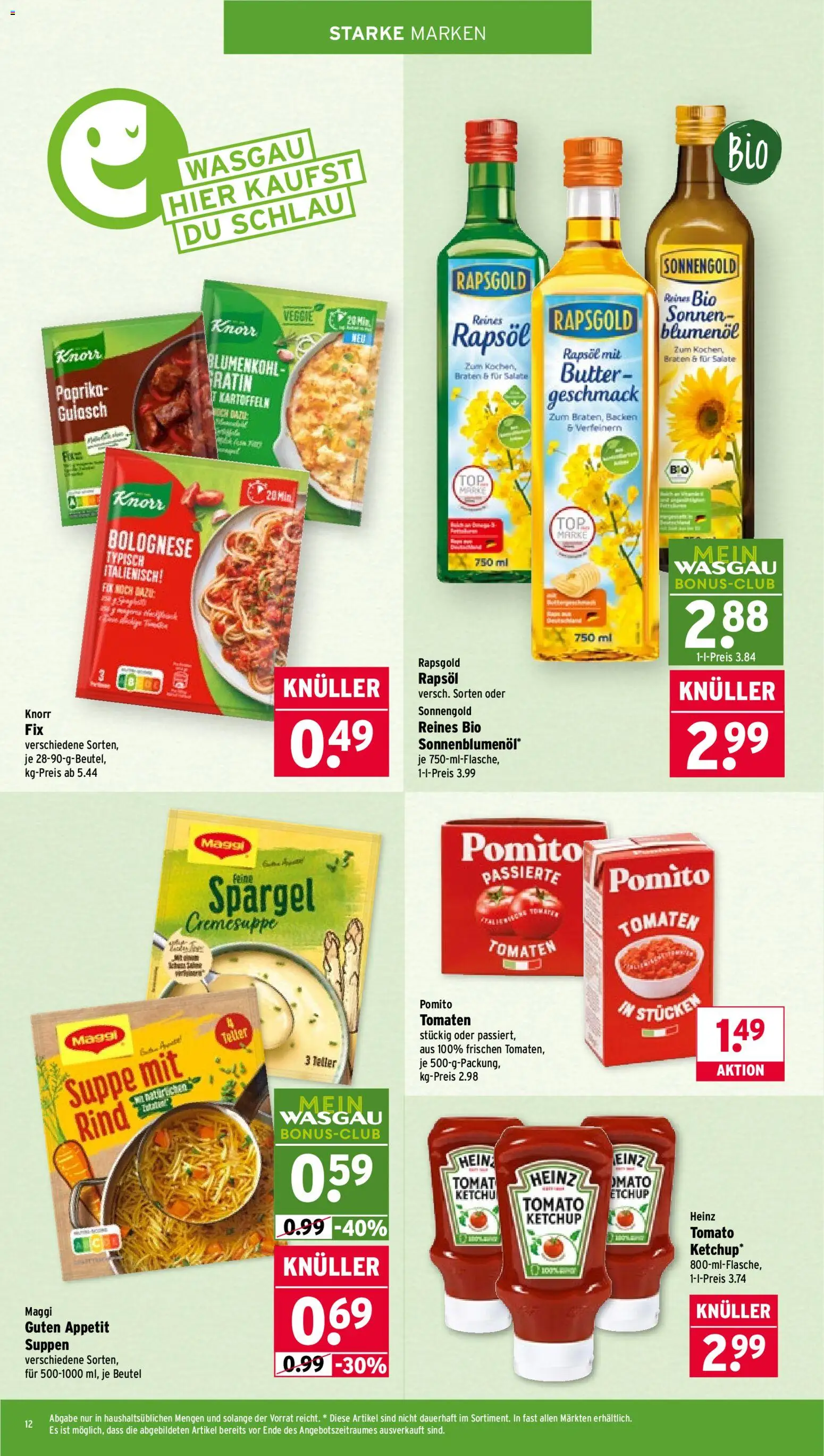 Wasgau Prospekt 	 – gültig ab 16.03.2026 | Seite: 12 | Produkte: Maggi, Butter, Knorr, Spargel