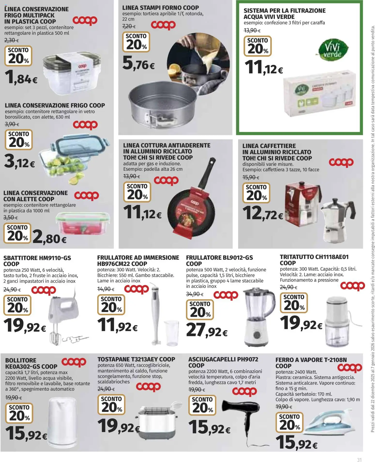 Volantino COOP del 22.12.2025 | Pagina: 31 | Prodotti: Sbattitore, Acqua, Contenitore, Alluminio