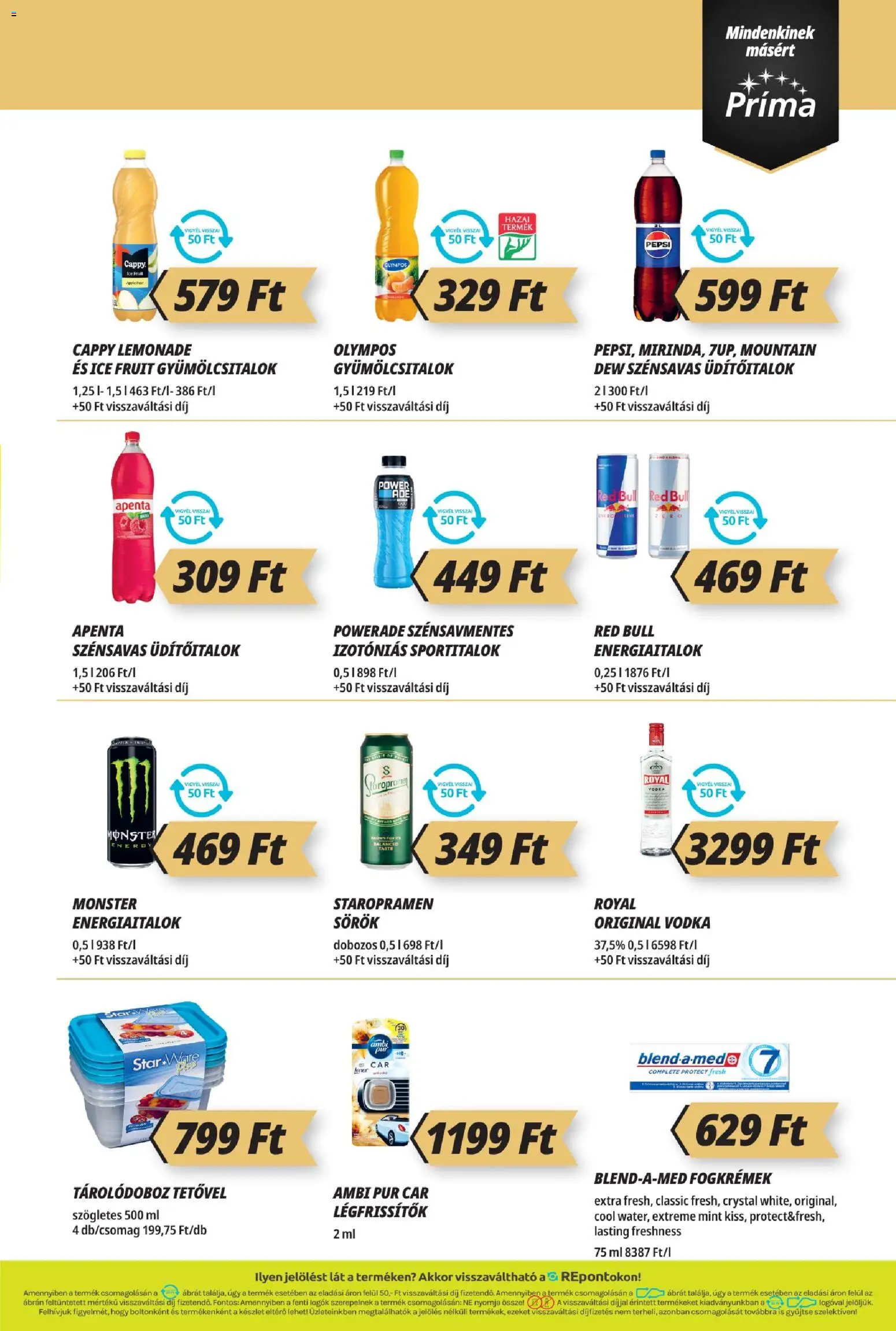 CBA Príma akciós ujság - amely érvényes a következő dátumtól: 15.01.2026 | Oldal: 11 | Termékek: Pepsi, Red bull, Tárolódoboz, Vodka