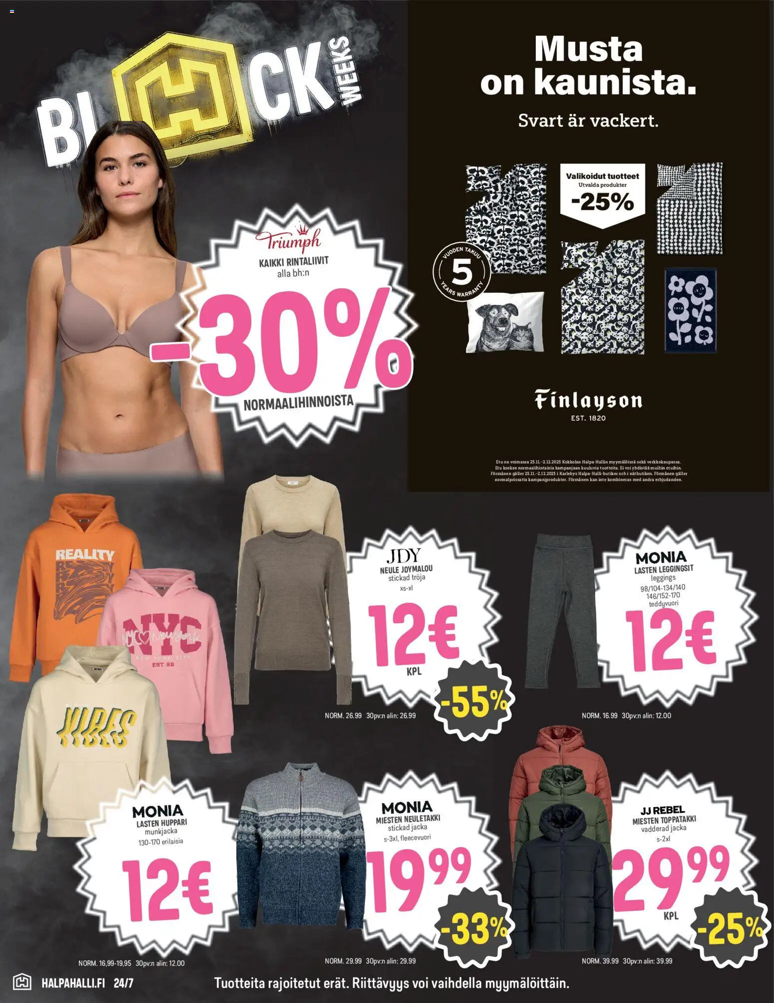 Halpa Halli - Black Friday – voimassa 25.11.2025 alkaen | Sivu: 14 | Tuotteet: Neuletakki, Rintaliivit, Leggingsit, Toppatakki