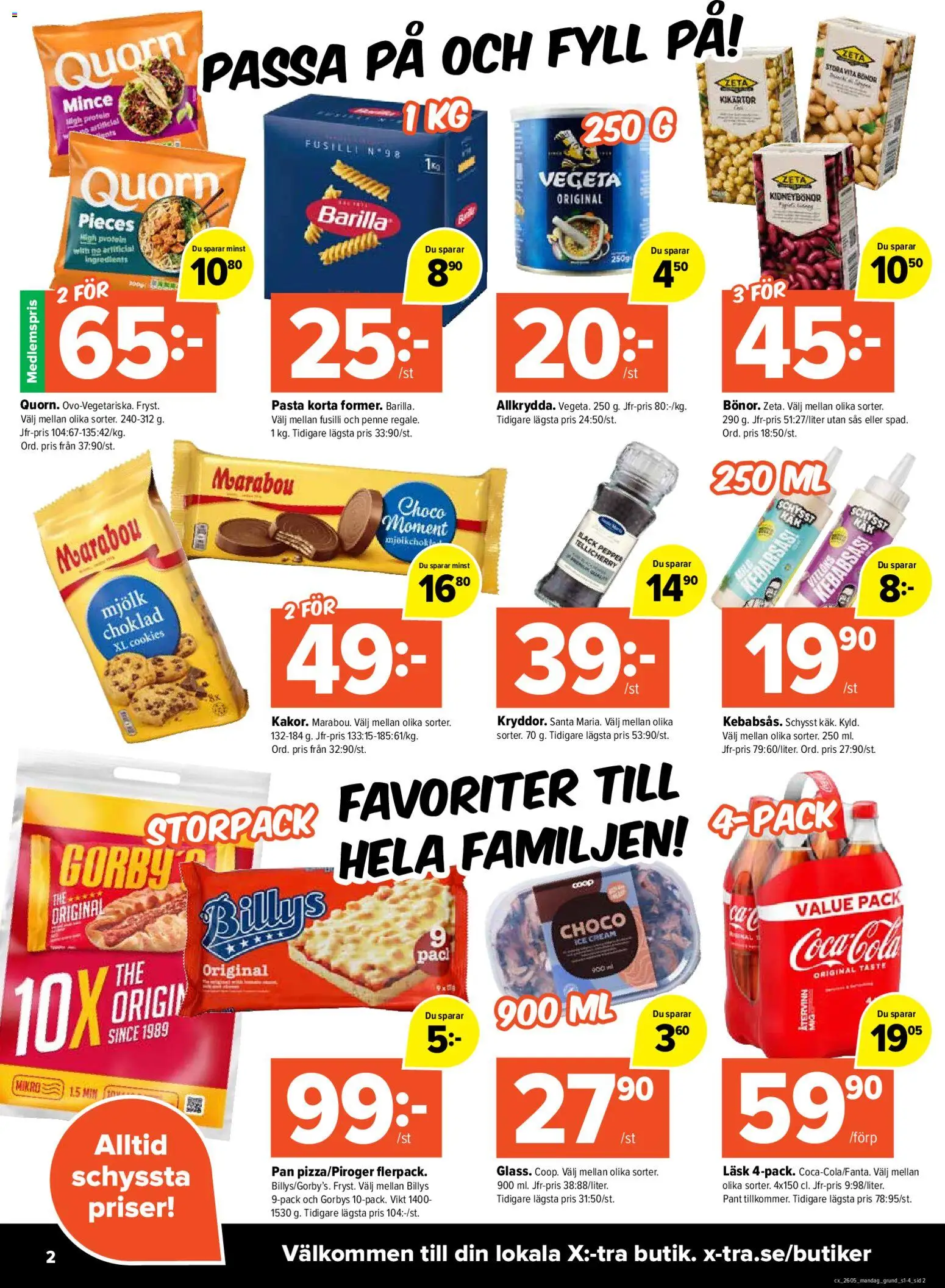 Coop X:-TRA reklamblad aktuell från 26.01.2026 | Sida: 2 | Produkter: Kikärtor, Kidneybönor, Kebabsås, Pasta