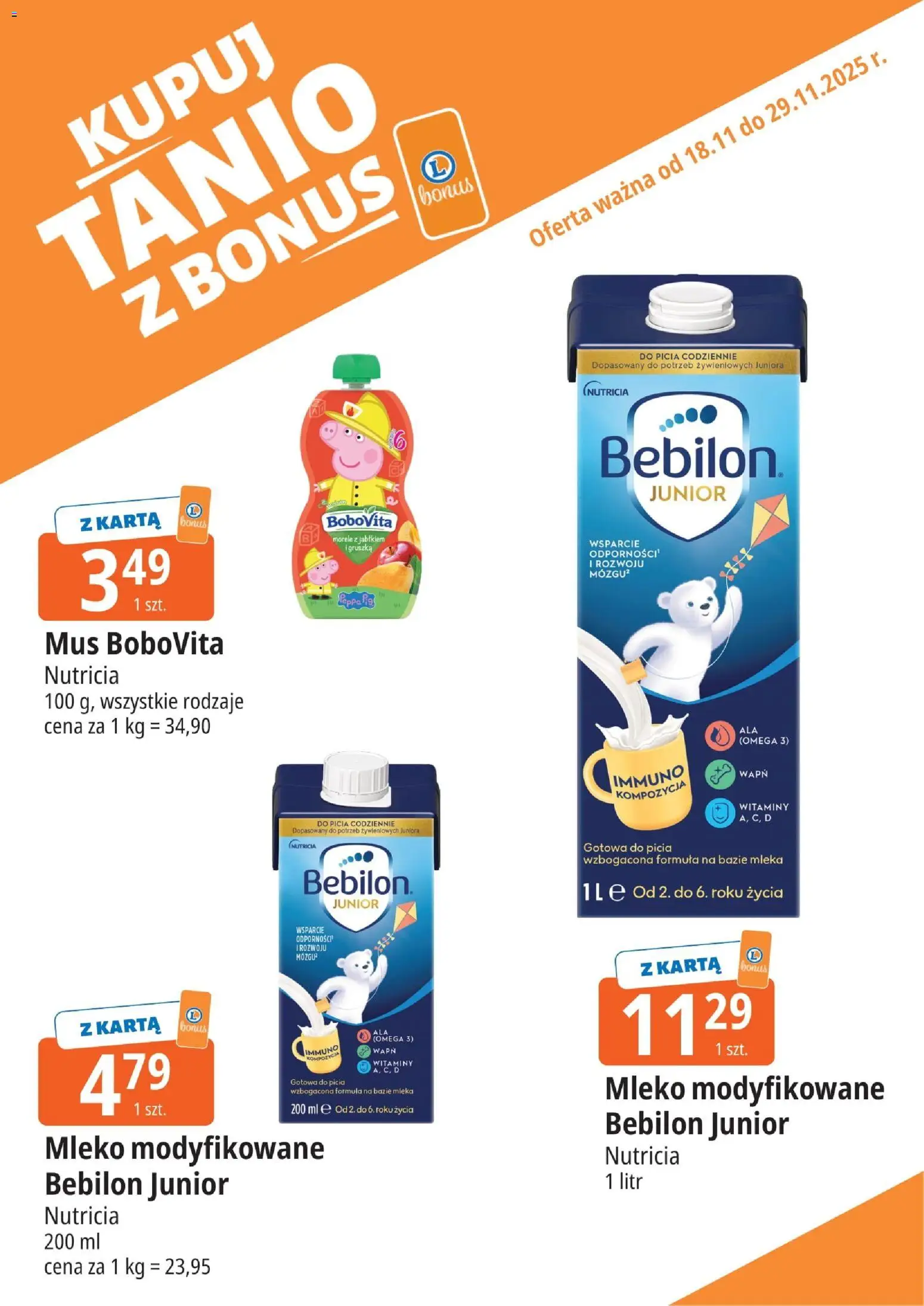 E.Leclerc Gazetka - Wrocław kupony dodatkowe od 18.11.2025 | Strona: 14 | Produkty: Karta, Gruszka, Mleka, Morele