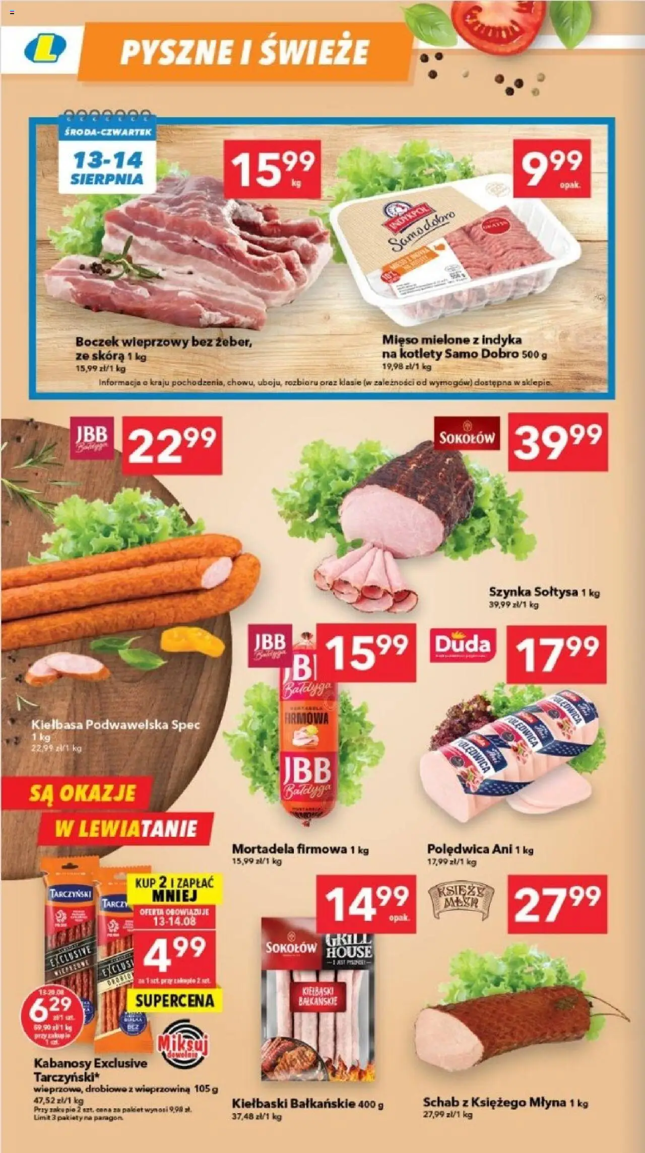 Lewiatan gazetka - Lublin od 13.08.2025 | Strona: 2 | Produkty: Mortadela, Szynka, Kiełbasa podwawelska, Kotlety