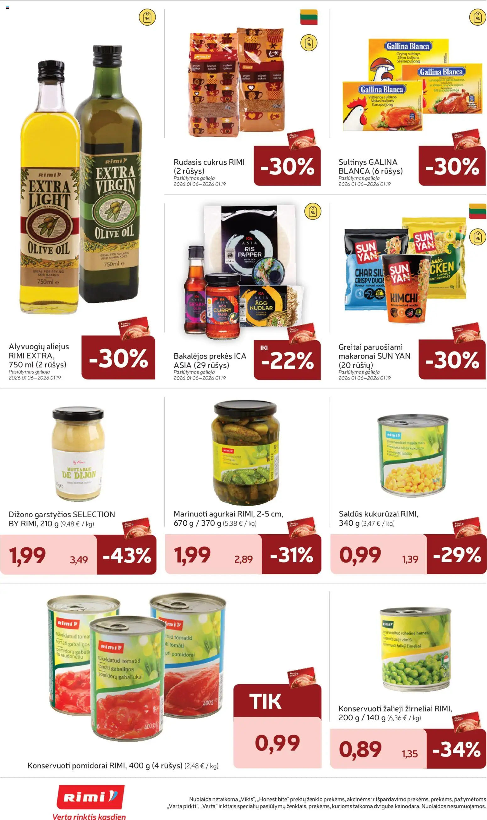 Rimi akcijos nuo 13.01.2026 | Puslapis: 26 | Prekių: Kukurūzai, Vištienos, Rudasis cukrus, Cukrus