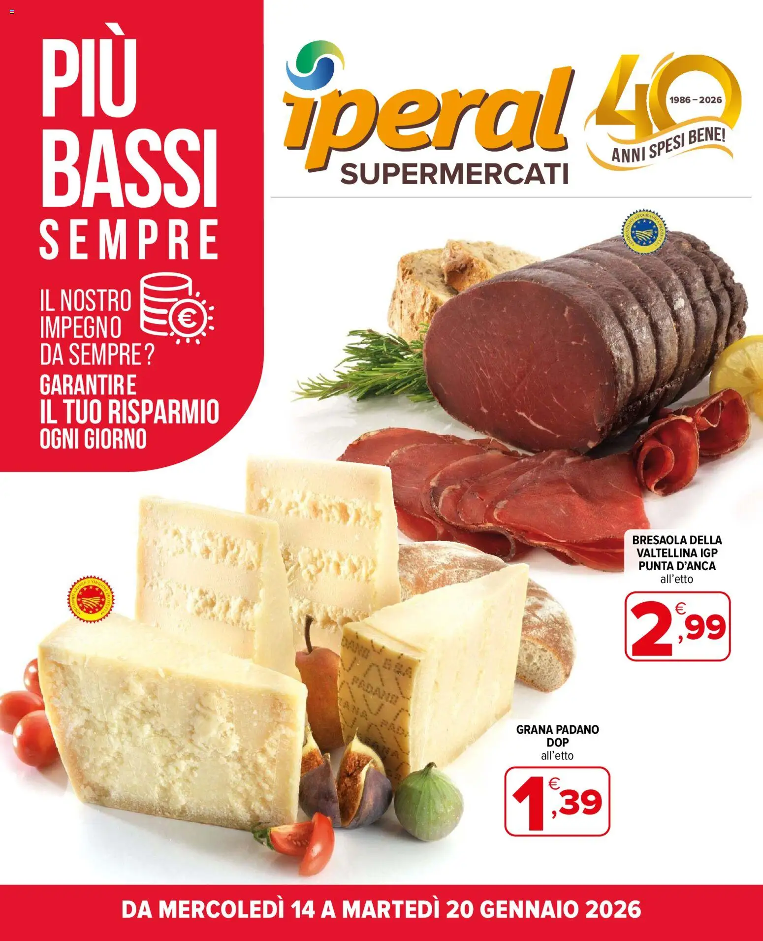 Volantino Iperal del 14.01.2026 | Pagina: 1 | Prodotti: Bresaola, Grana Padano