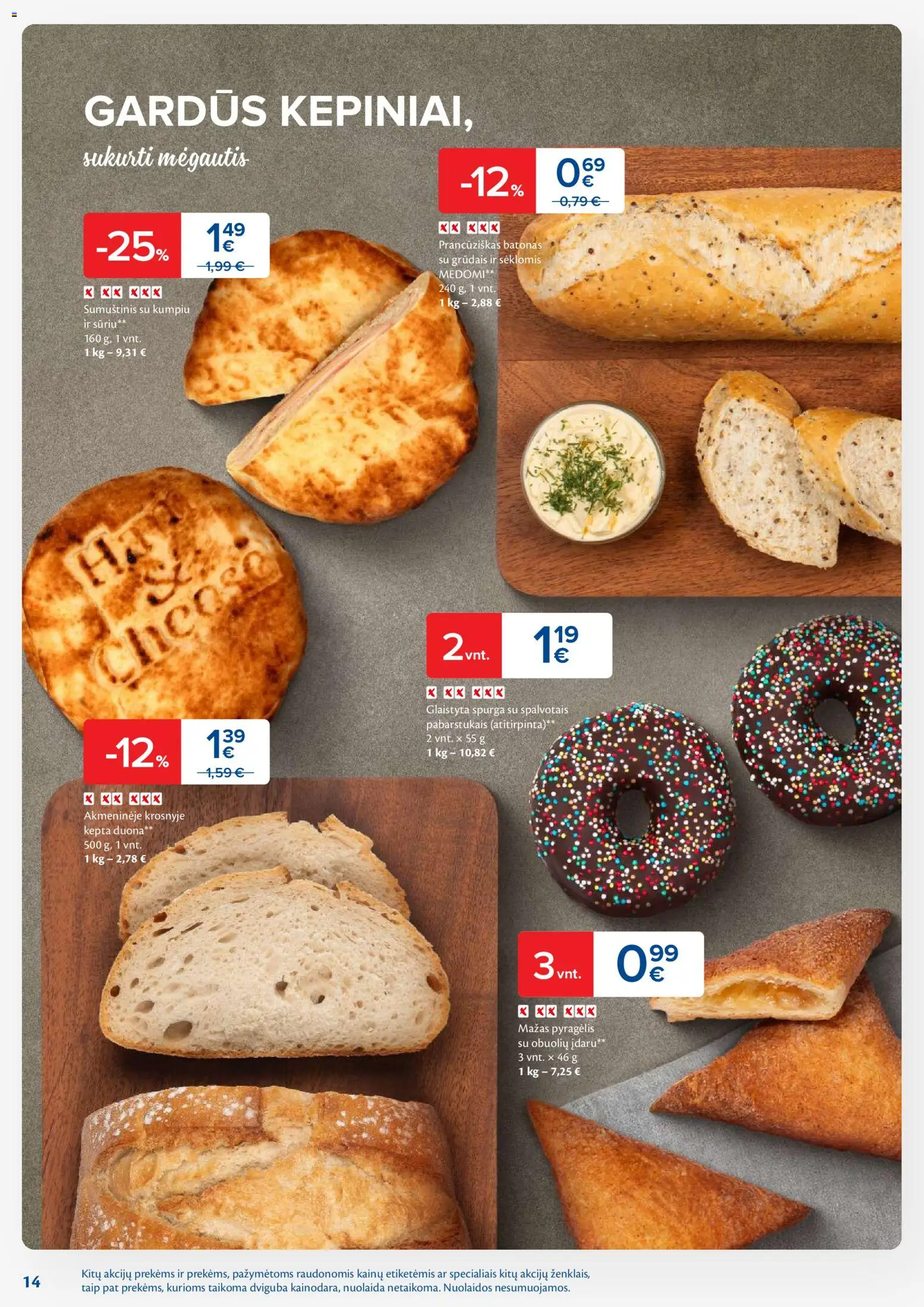 MAXIMA akcijos nuo 04.11.2025 | Puslapis: 14 | Prekių: Batonas, Spurga, Sumuštinis, Duona