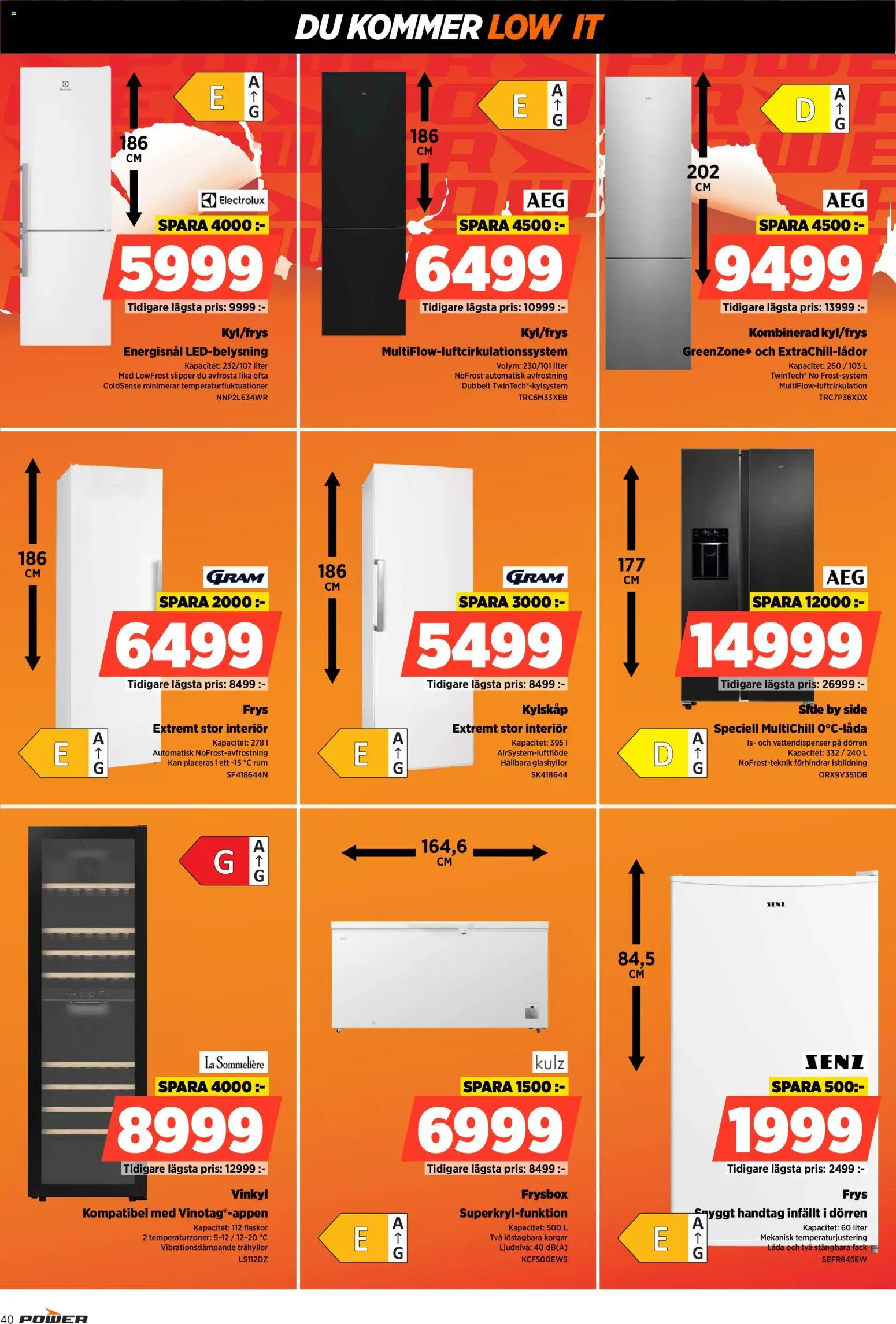Power reklamblad aktuell från 22.12.2025 | Sida: 40 | Produkter: Vinkyl, Låda, Frysbox, Kylskåp