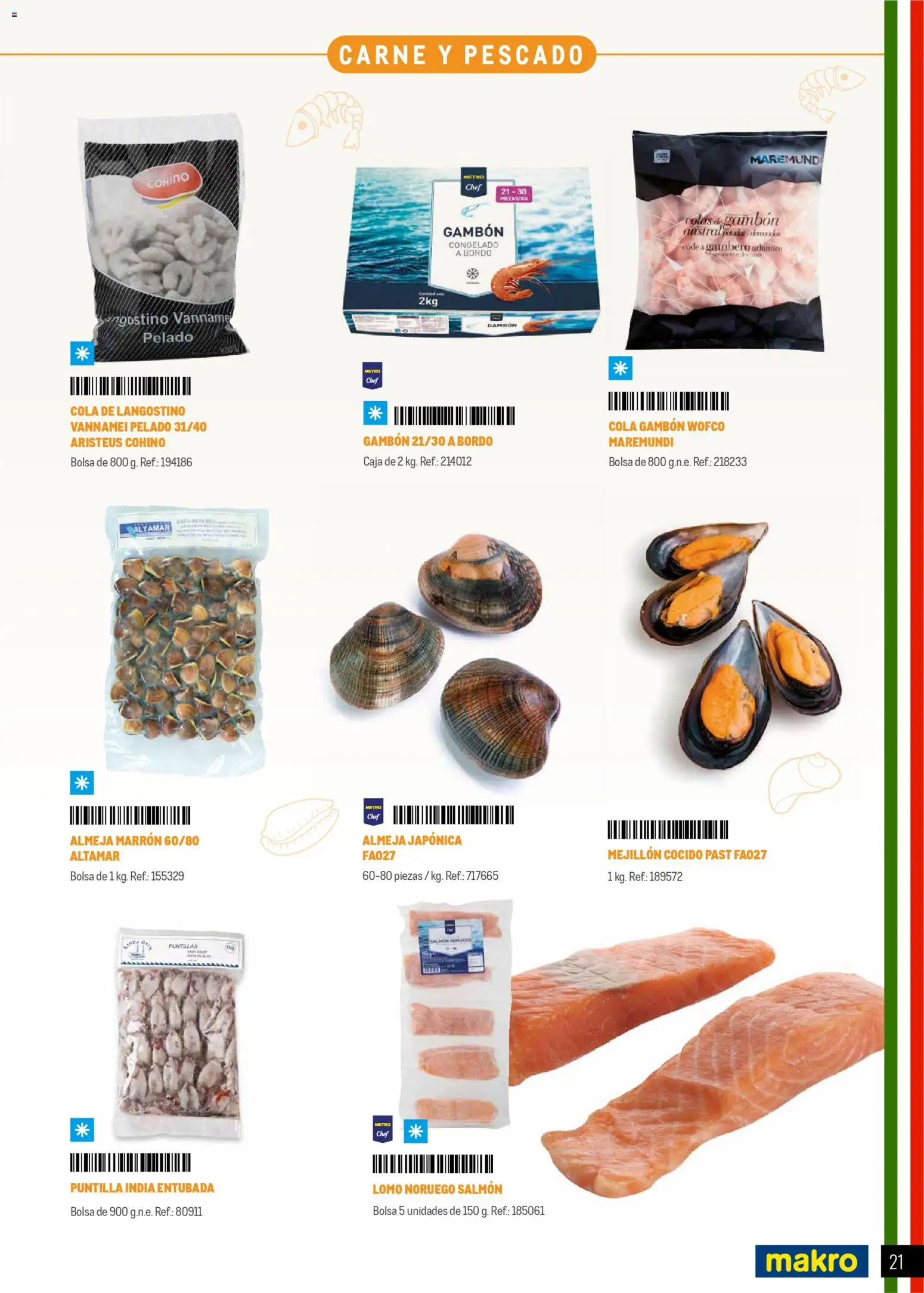 Makro Restaurantes italianos Prat │ válido desde el 27.03.2026 | Página: 21 | Productos: Pescado, Bolsa, Caja, Langostino