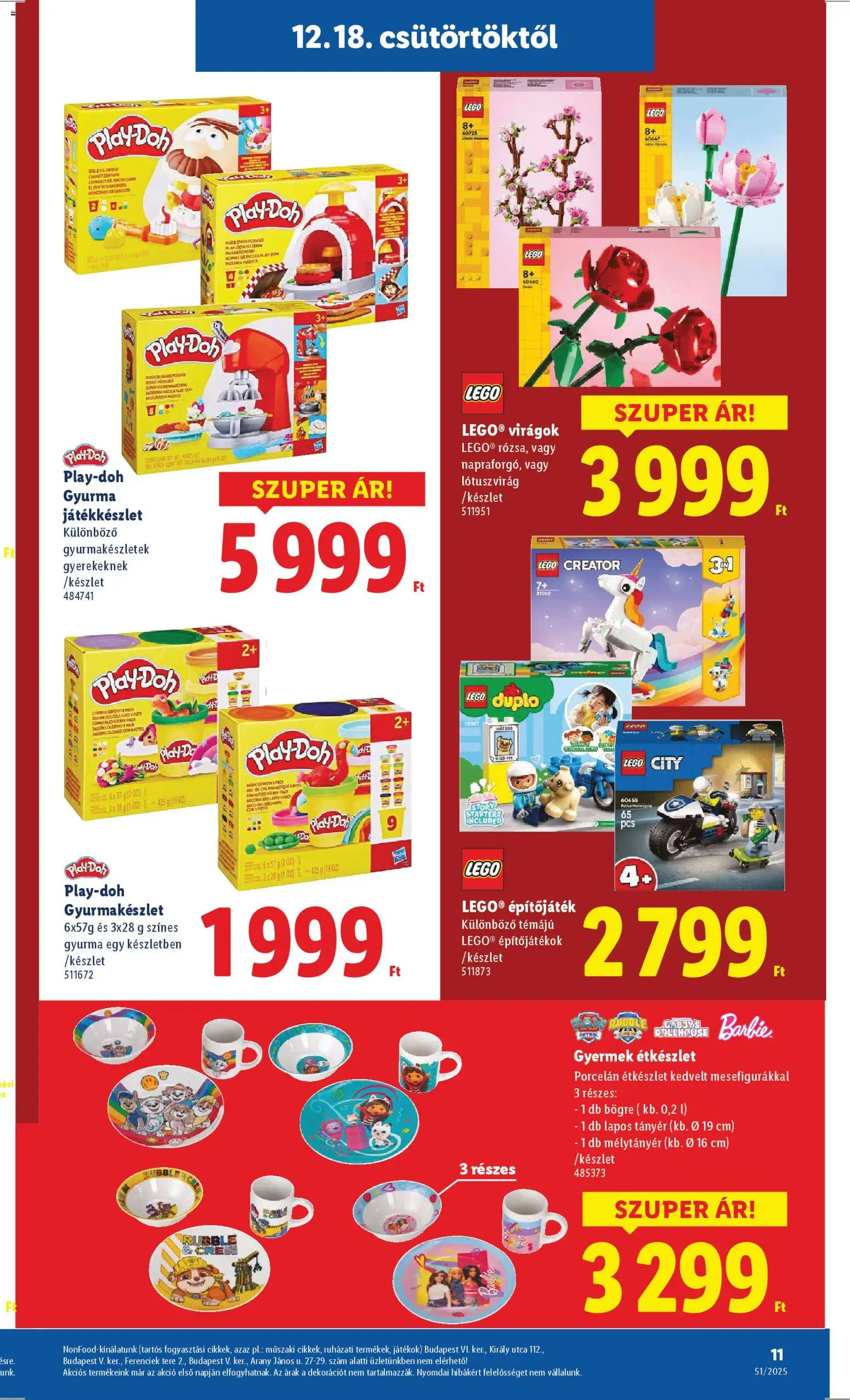 Lidl akciós ujság - amely érvényes a következő dátumtól: 18.12.2025 | Oldal: 11 | Termékek: Virágok, Játékok, Bögre, Tányér