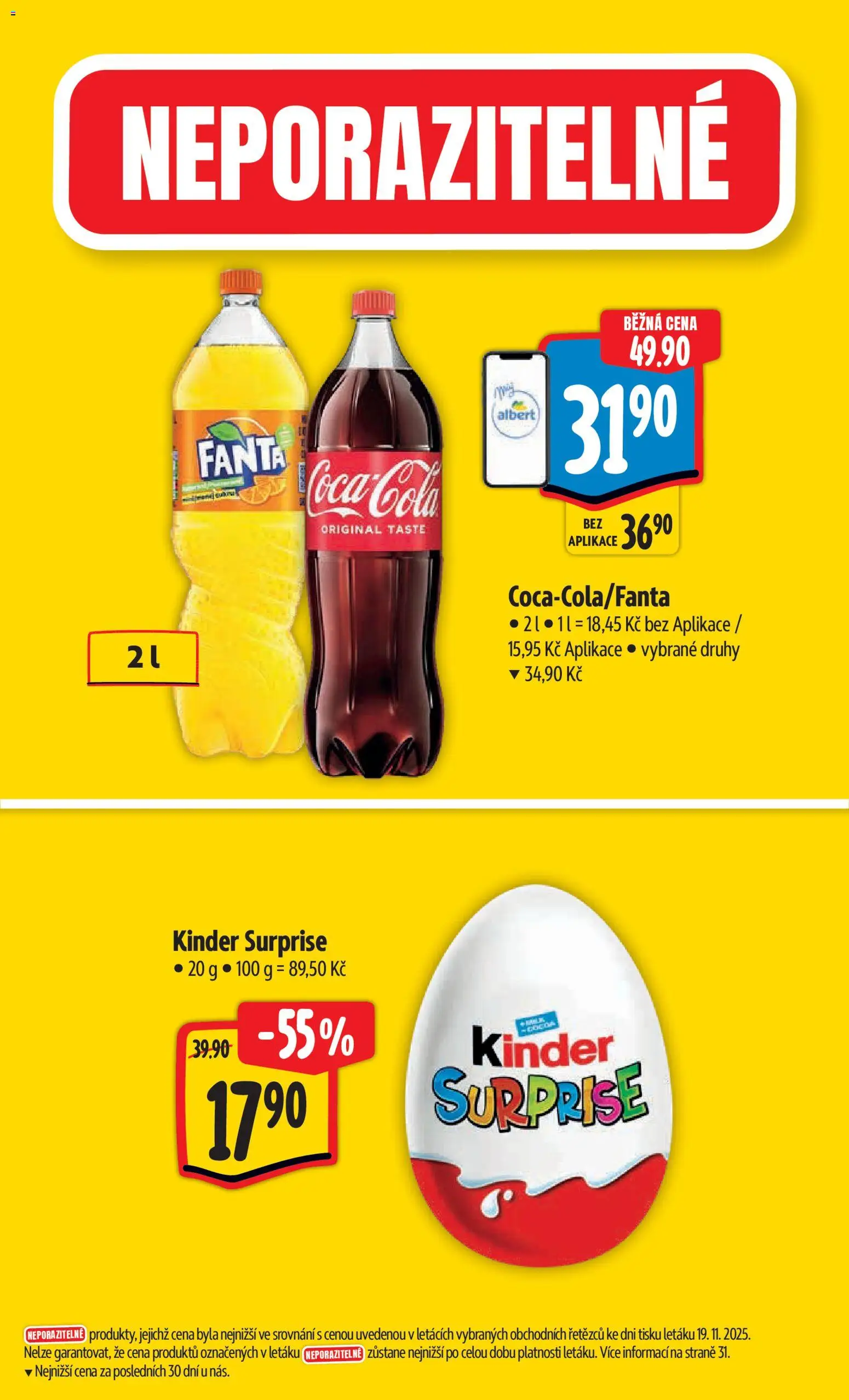 Albert leták - Hypermarket od 26.11.2025 | Strana: 4 | Produkty: Fanta, Coca cola, Kinder, Cola