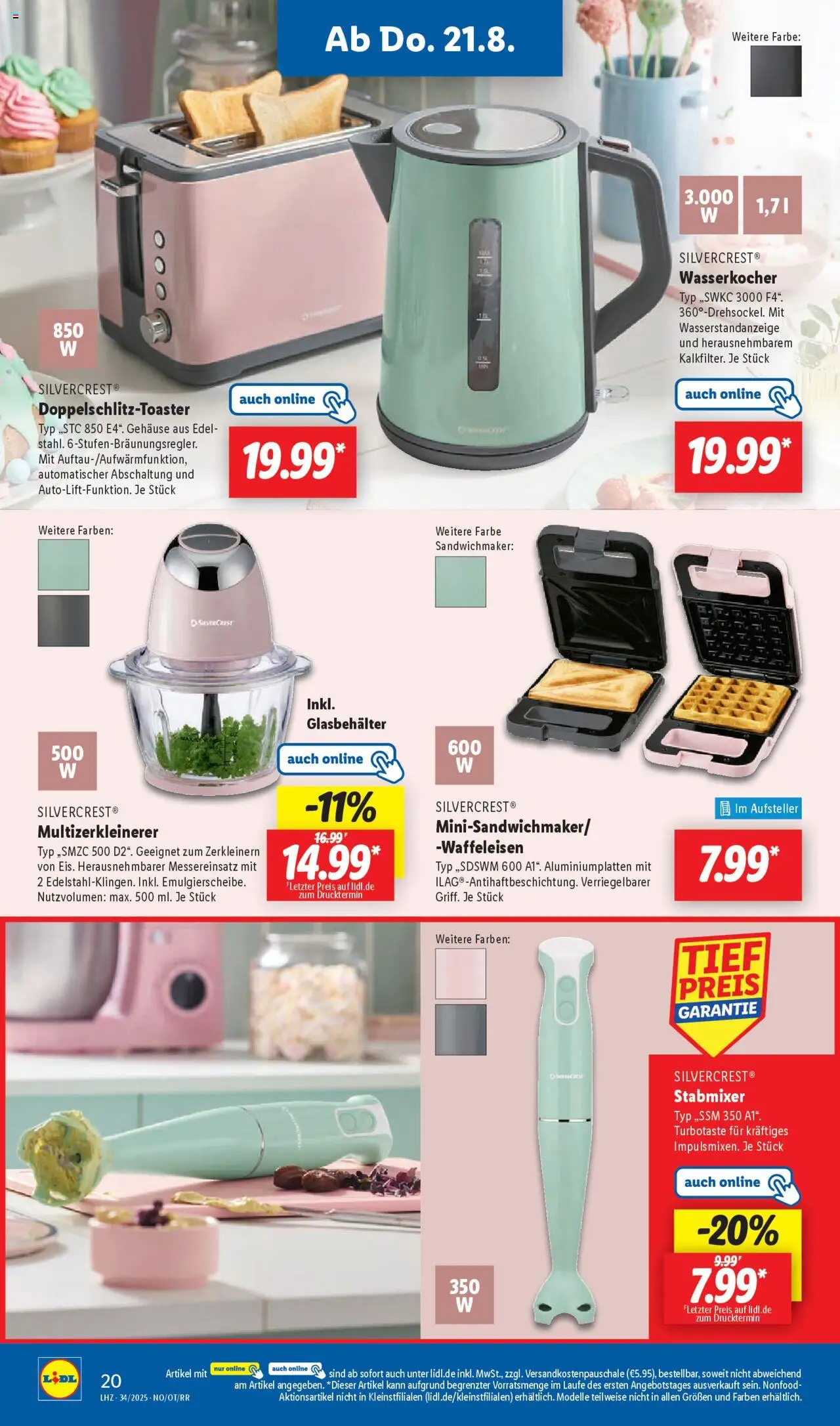 Lidl Prospekt Brakel 	 - gültig ab dem 18.08.2025 | Seite: 34 | Produkte: Wasserkocher, Sandwichmaker, Waffeleisen, Stabmixer