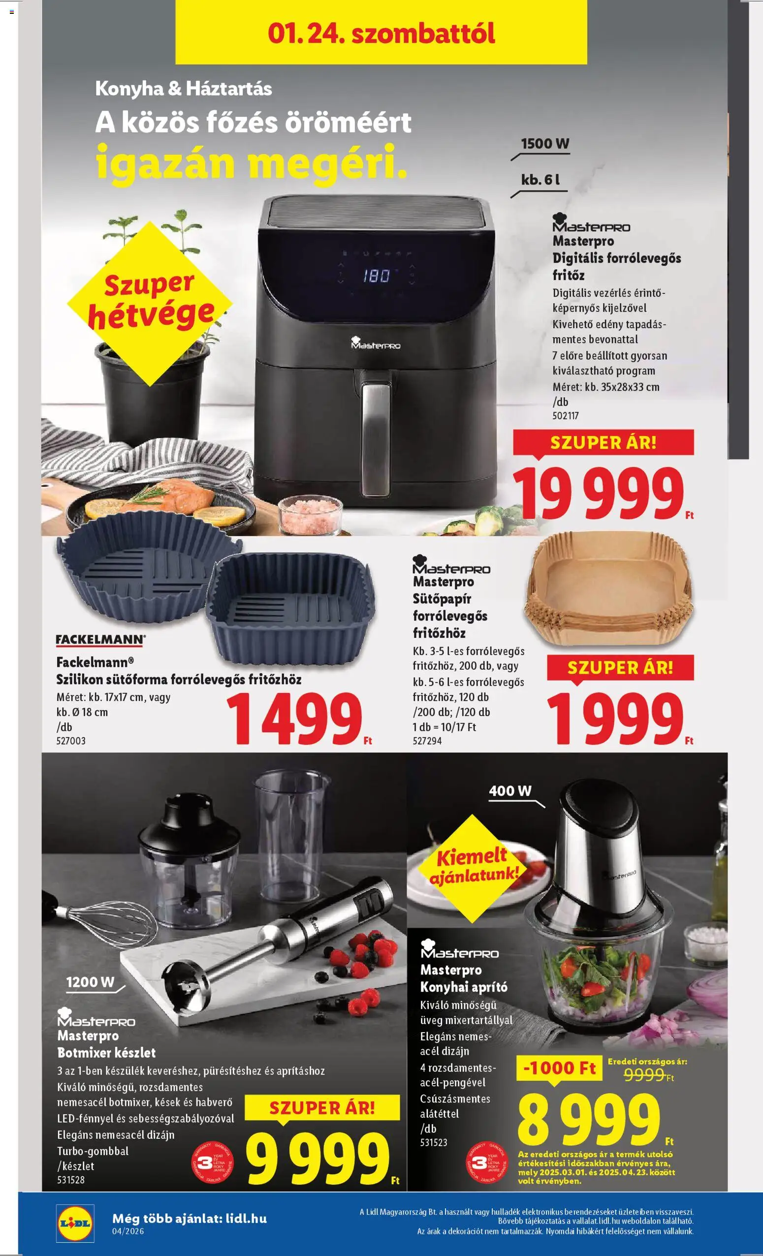 Lidl akciós ujság - amely érvényes a következő dátumtól: 22.01.2026 | Oldal: 36 | Termékek: Aprító, Botmixer, Edény, Habverő