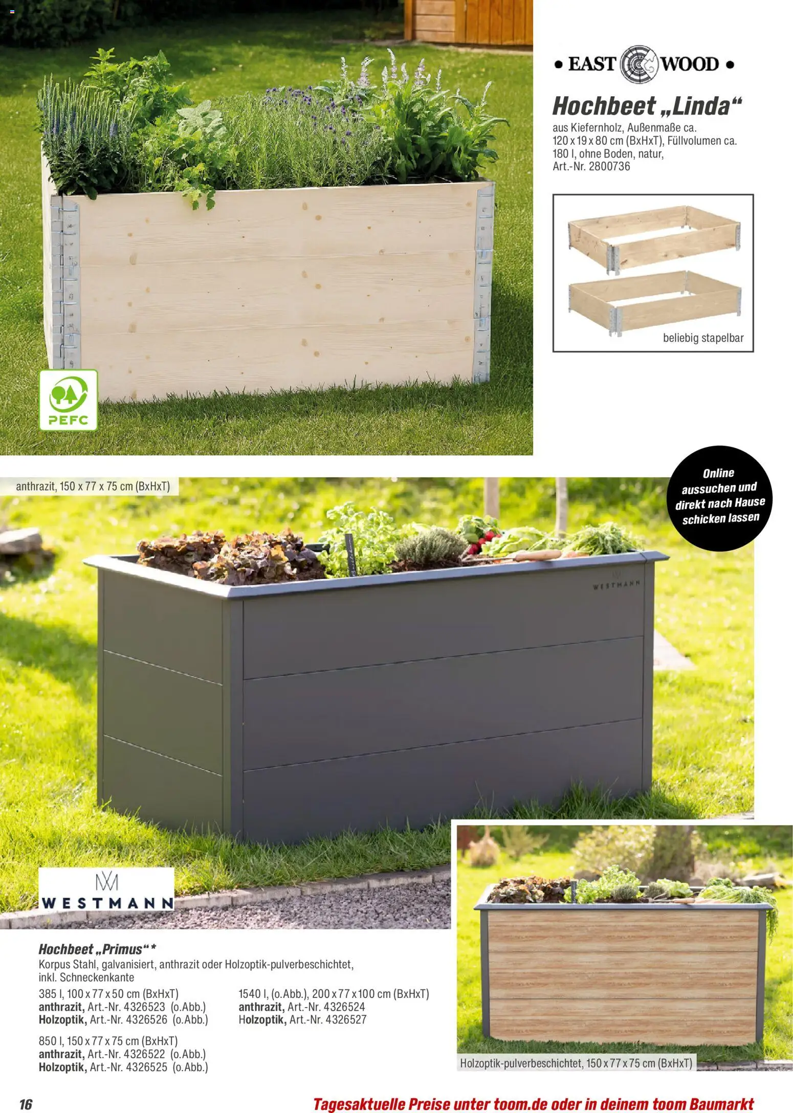 Toom Baumarkt Gewächshäuser & Anzucht 2026 – gültig ab 01.01.2026 | Seite: 16 | Produkte: Hochbeet