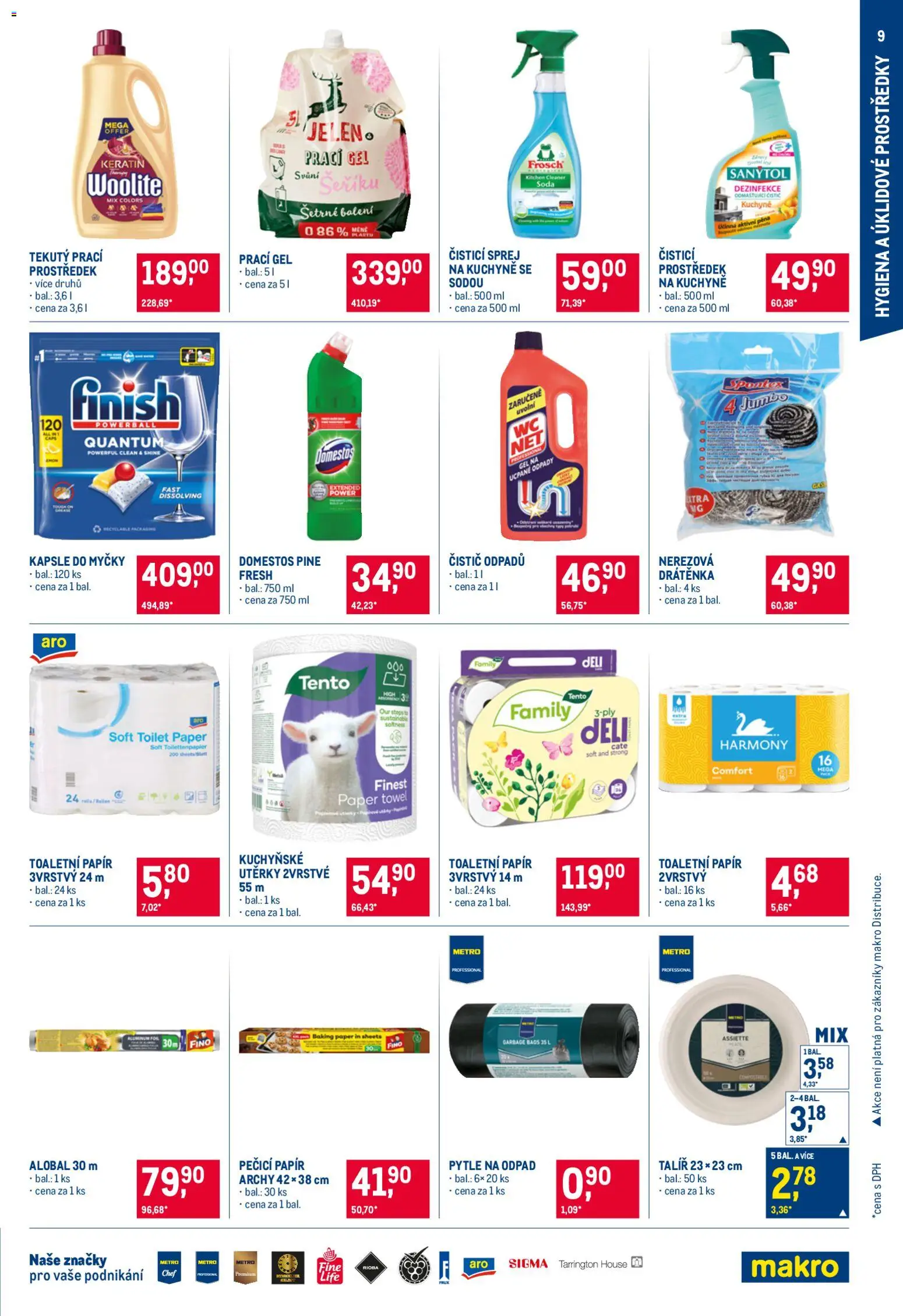 Makro leták - Nepotravinové zboží od 08.04.2026 | Strana: 9 | Produkty: Finest, Kapsle, Utěrky, Toaletní papír