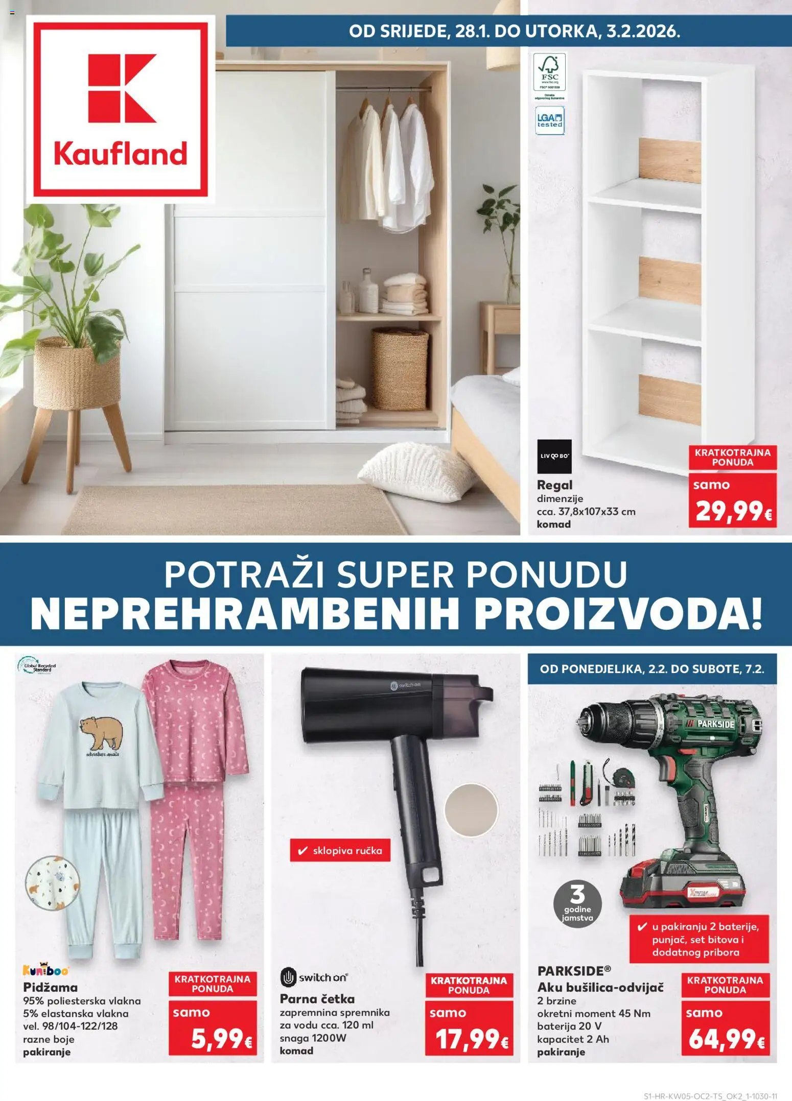 Kaufland katalog | vrijedi od 28.01.2026 | Stranica: 1 | Proizvodi: Četka, Pidžama, Regal, Parkside
