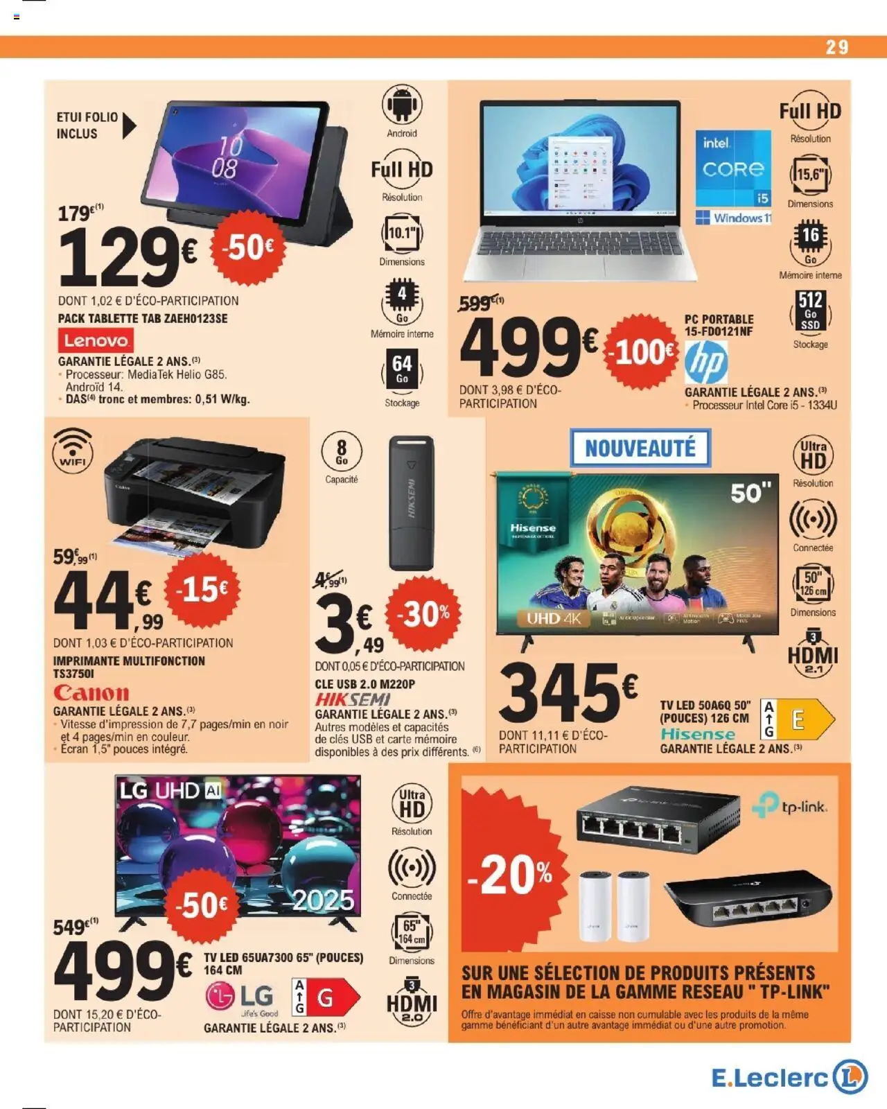 {H1} | Page: 29 | Produits: Tablette, Clé, TV led, clé USB