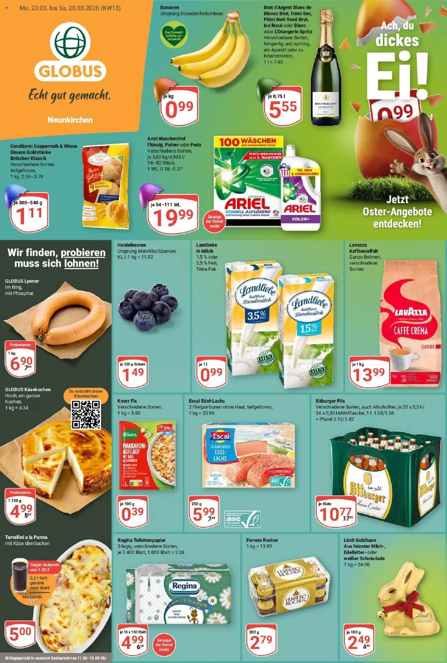 Globus prospekt Neunkirchen	 – gültig ab 23.03.2026 | Seite: 5 | Produkte: Lavazza, Ariel, Schokolade, Waschmittel