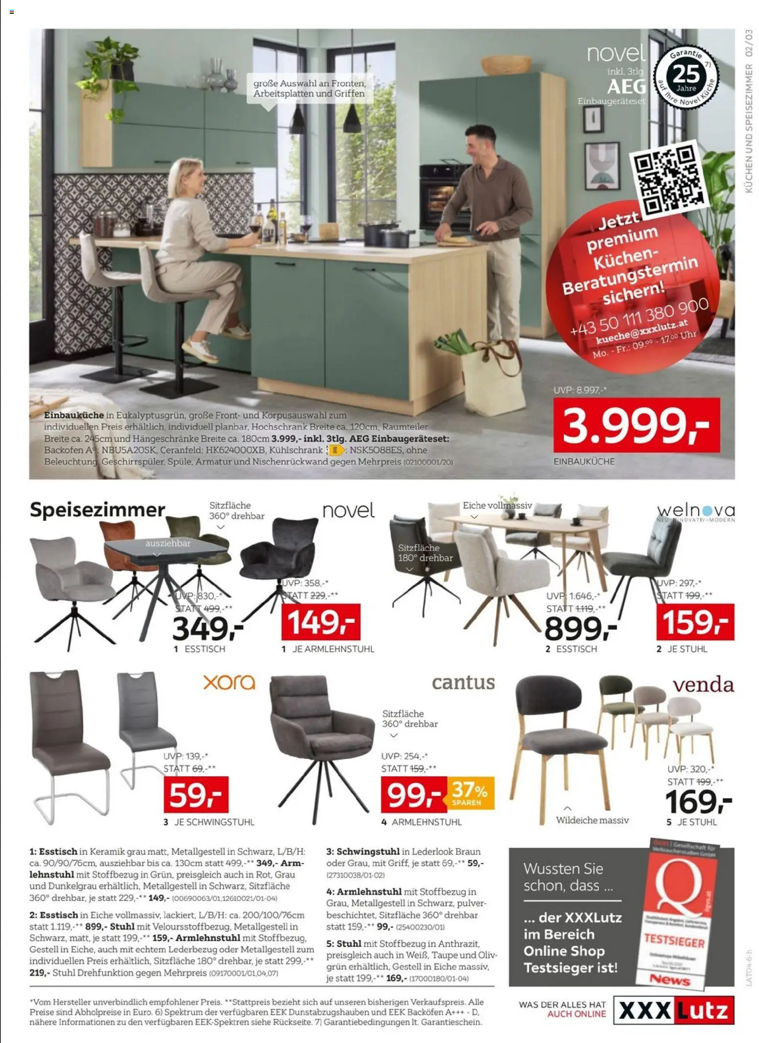 XXXLutz Prospekt aktuell gültig ab 21.04.2026 | Seite: 3 | Produkte: Uhr, Kühlschrank, Stuhl