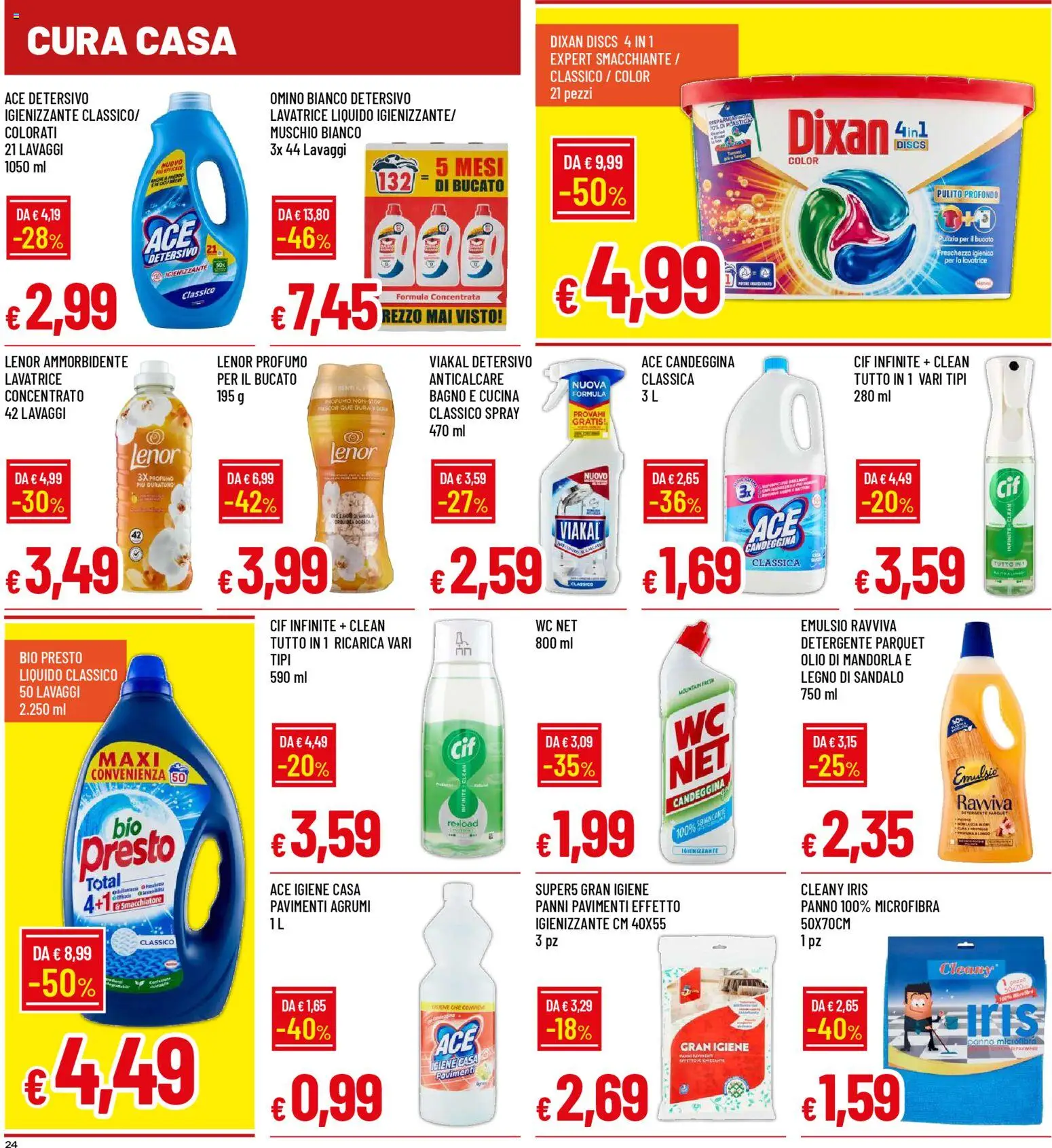 Volantino Famila del 04.12.2025 | Pagina: 24 | Prodotti: Candeggina, Olio, Agrumi, WC