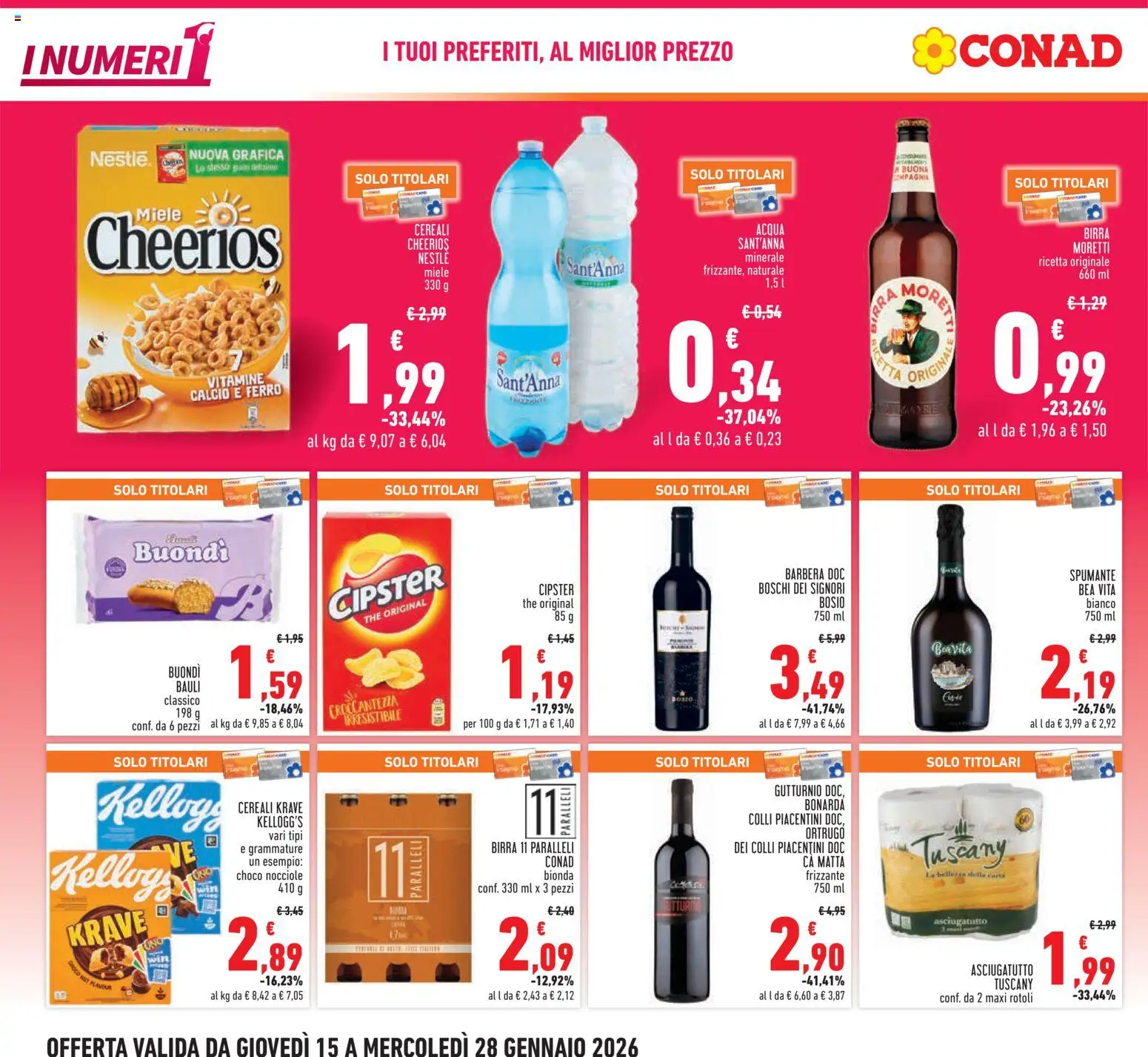 Volantino Conad del 15.01.2026 | Pagina: 4 | Prodotti: Birra, Birra Moretti, The, Spumante
