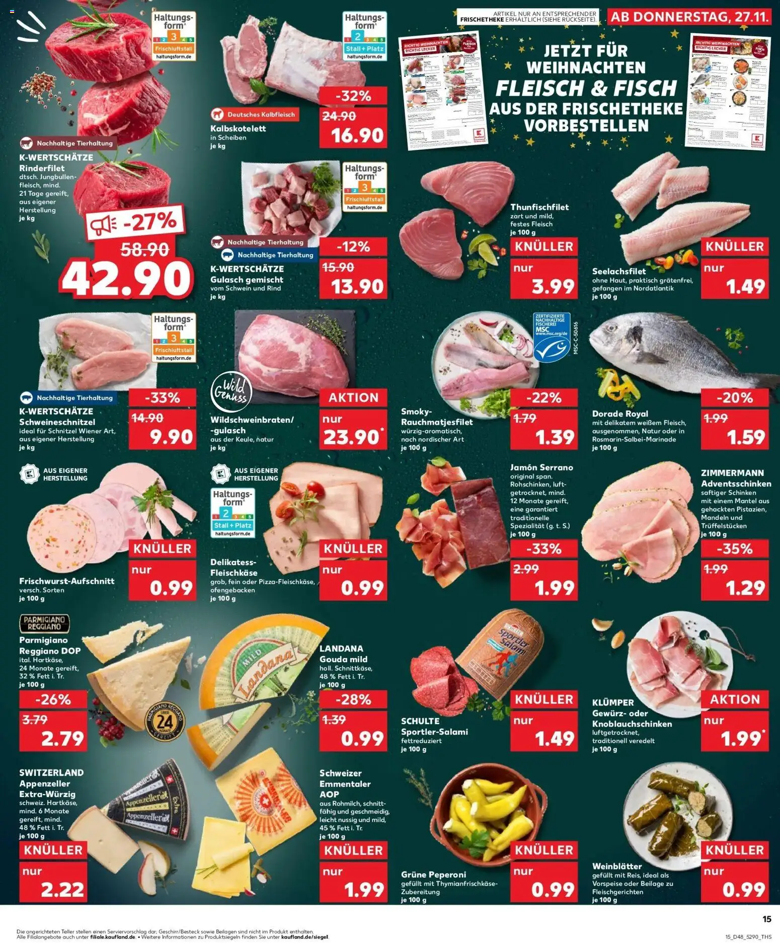 Kaufland prospekt Schwaigern	 – gültig ab 27.11.2025 | Seite: 15 | Produkte: Rinderfilet, Mandeln, Schnitzel, Gulasch