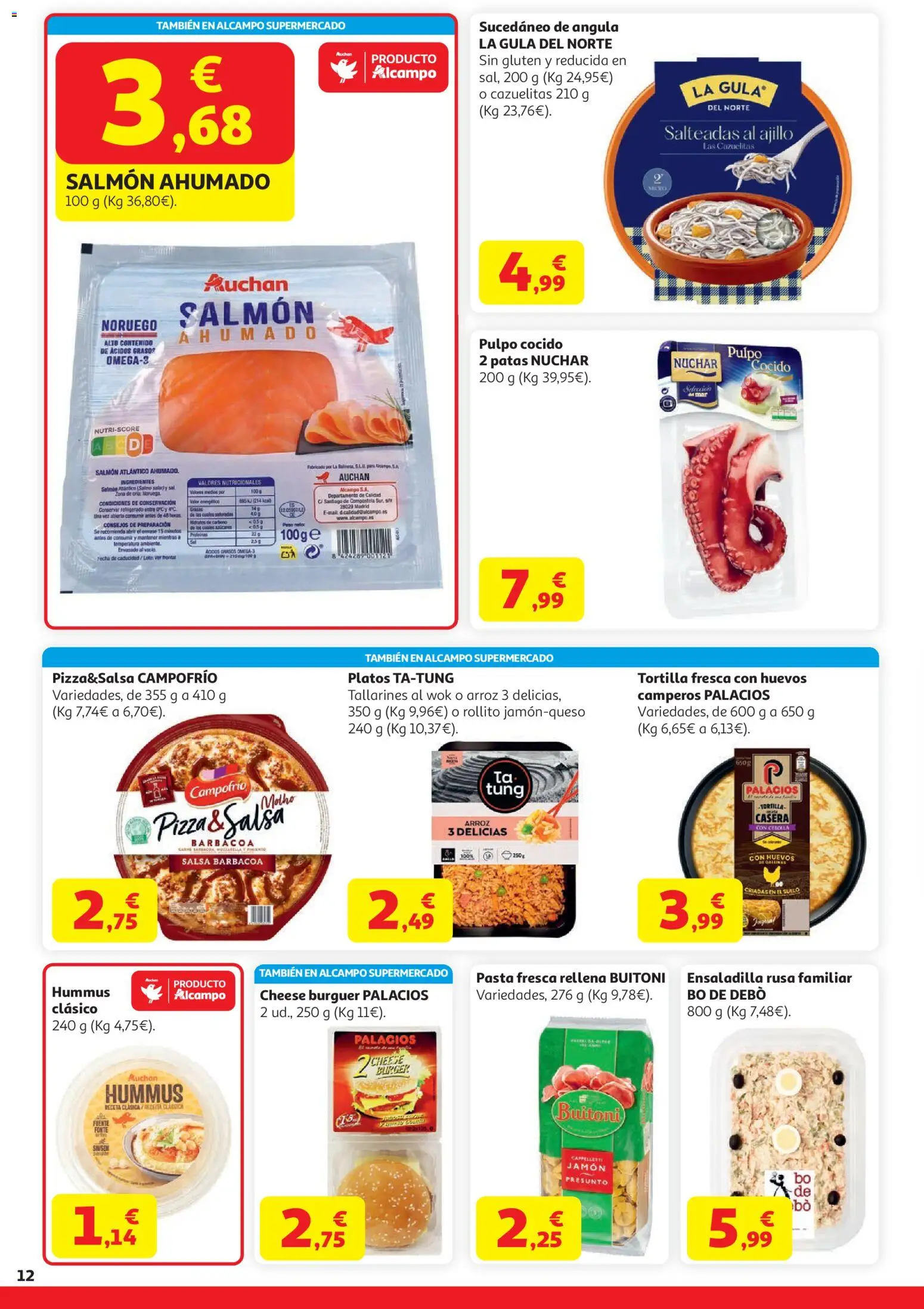 Alcampo HG Unico │ válido desde el 21.04.2026 | Página: 12 | Productos: Δοχείο φοντί, Pizza, Παγωμένο τσάι, Salmón ahumado