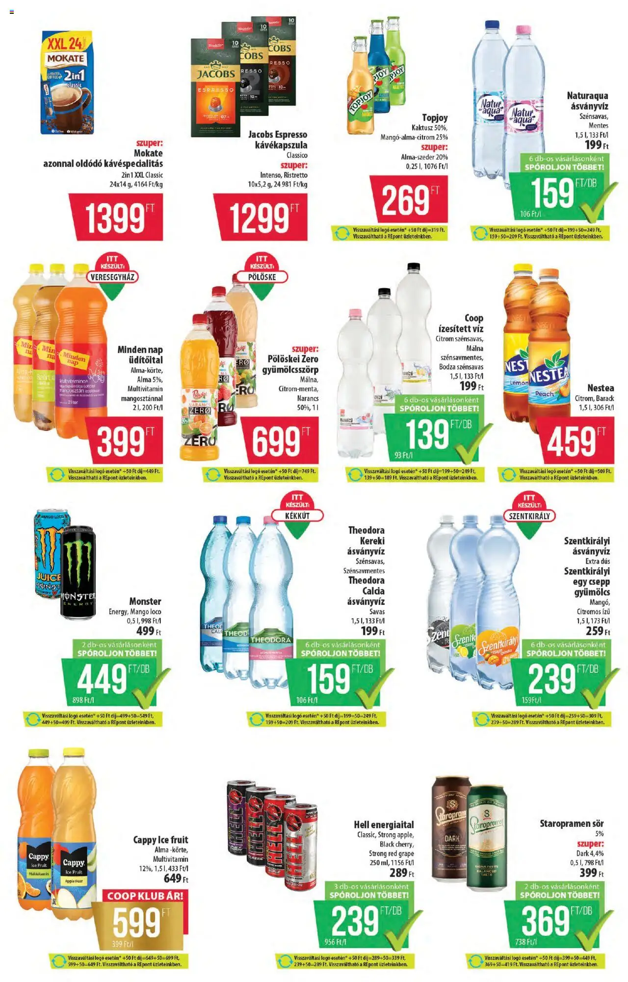 COOP akciós ujság - amely érvényes a következő dátumtól: 07.08.2025 | Oldal: 10 | Termékek: Kávékapszula, Szentkirályi ásványvíz, Sör, Citrom