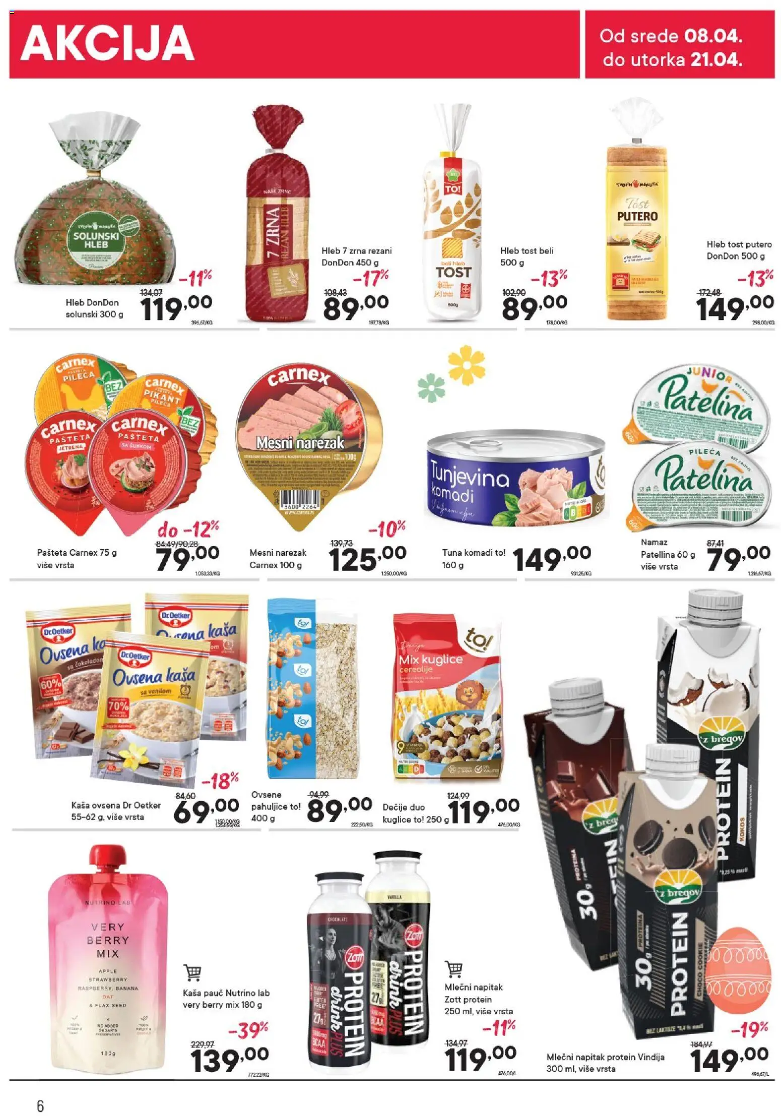 PerSu katalog - važi od 08.04.2026 | Strana: 6 | Proizvode: Rezani hleb, Pahuljice, Hleb, Pašteta
