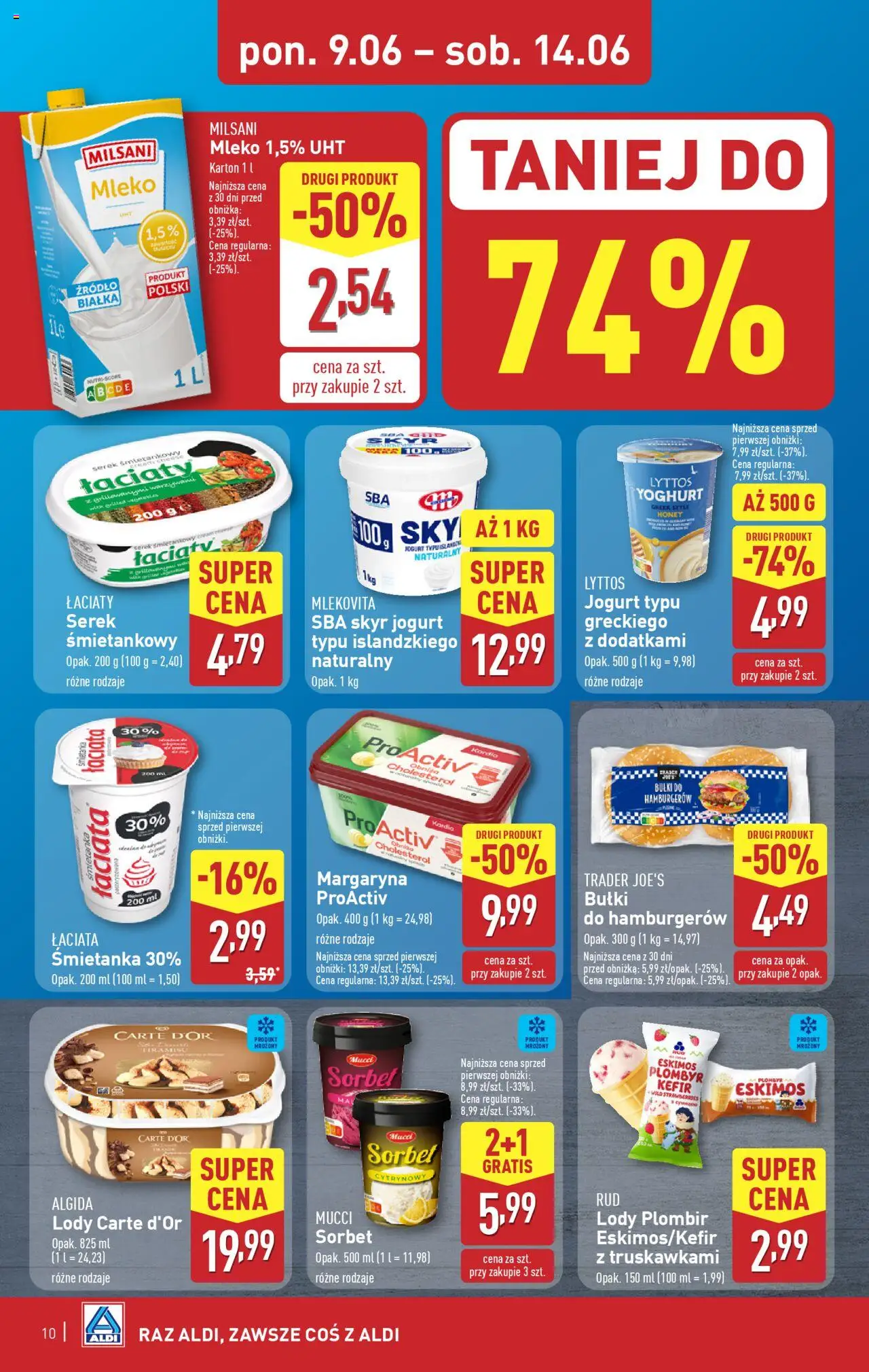 Aldi Gazetka od 09.06.2025 | Strona: 10 | Produkty: Cream cheese, Serek, Sorbet, Skyr