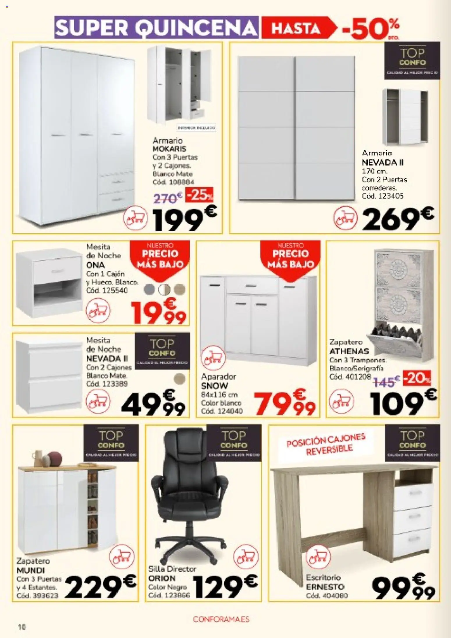 Conforama folleto │ válido desde el 18.12.2025 | Página: 10 | Productos: Zapatero, Silla, Armario, Aparador
