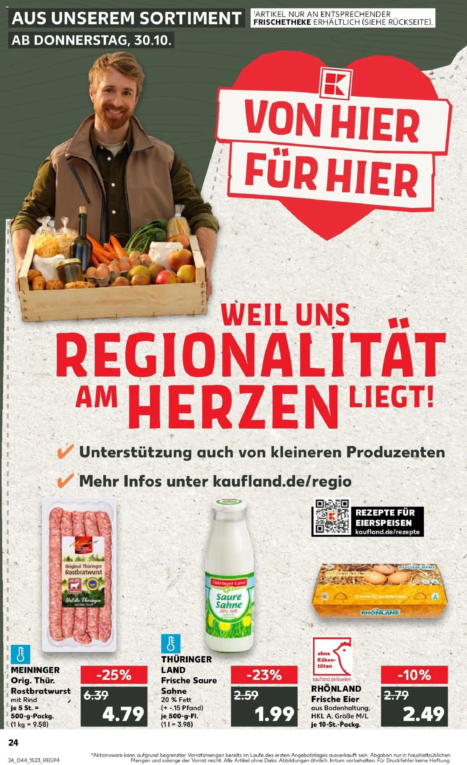 Kaufland prospekt Meiningen	 – gültig ab 30.10.2025 | Seite: 24 | Produkte: Eier, Sahne