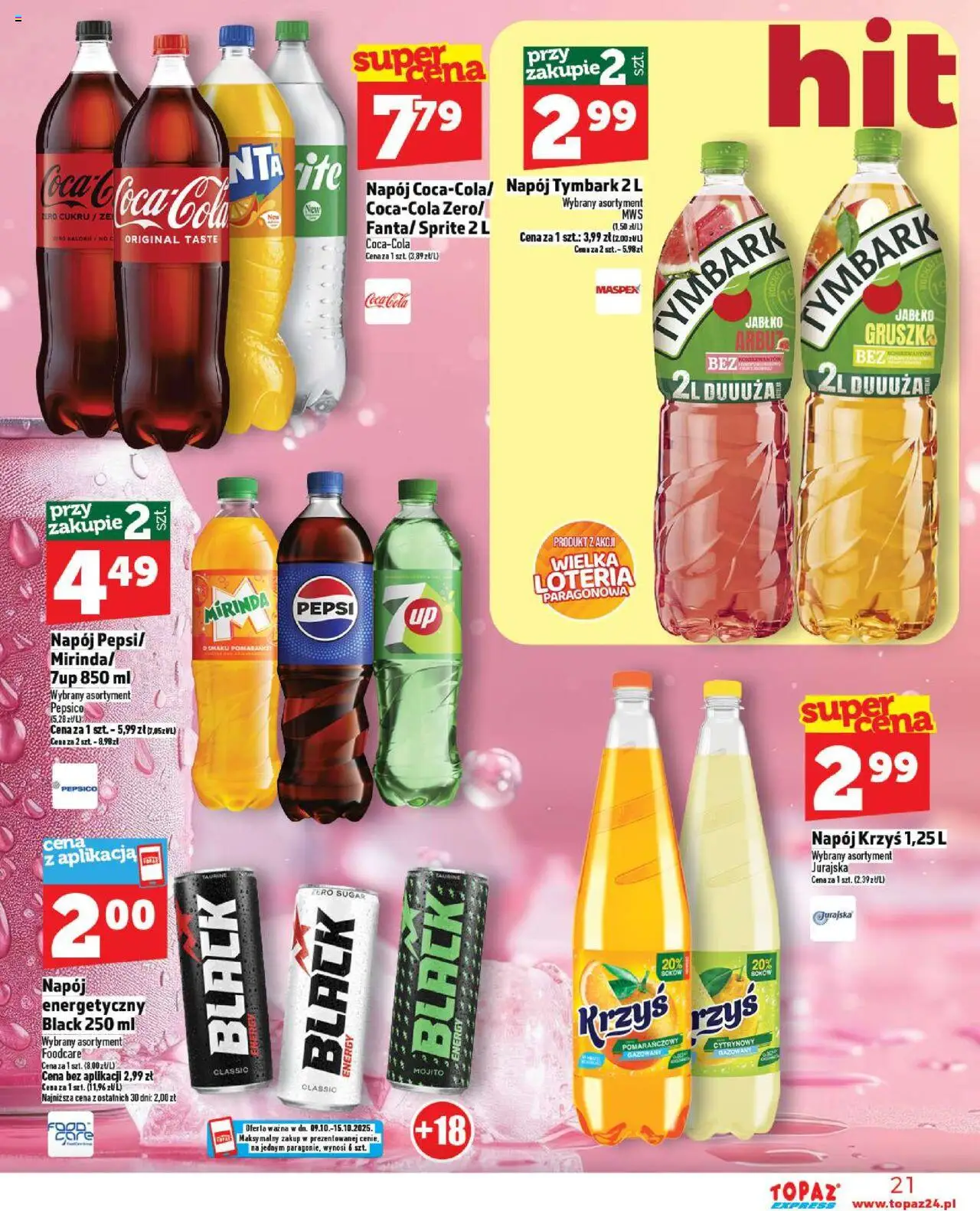Topaz Gazetka - Express od 09.10.2025 | Strona: 21 | Produkty: Arbuz, Gruszka, Pepsi, Sprite