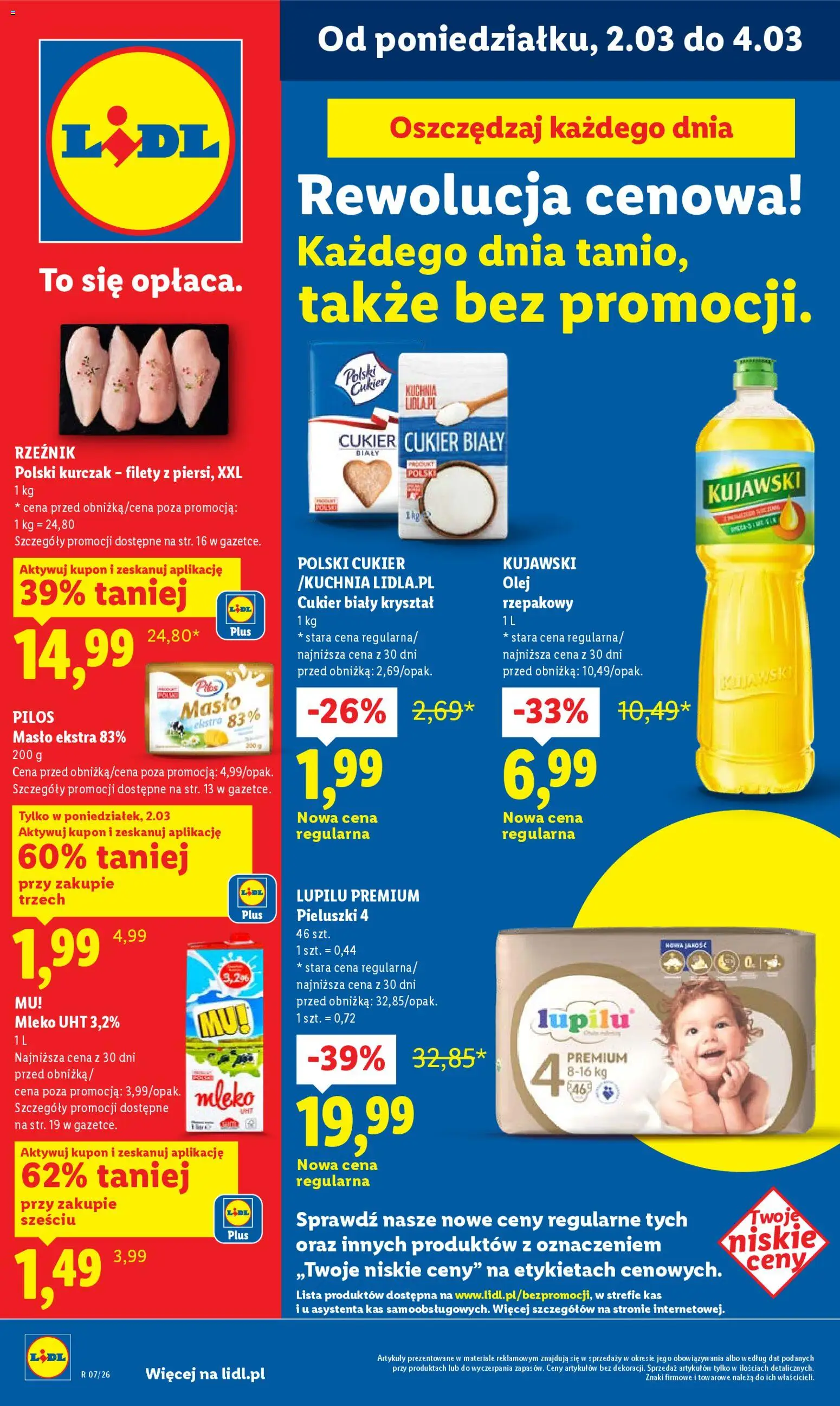 Lidl Polsko leták od 02.03.2026 | Strana: 1 | Produkty: Mléko, Máslo, Olej
